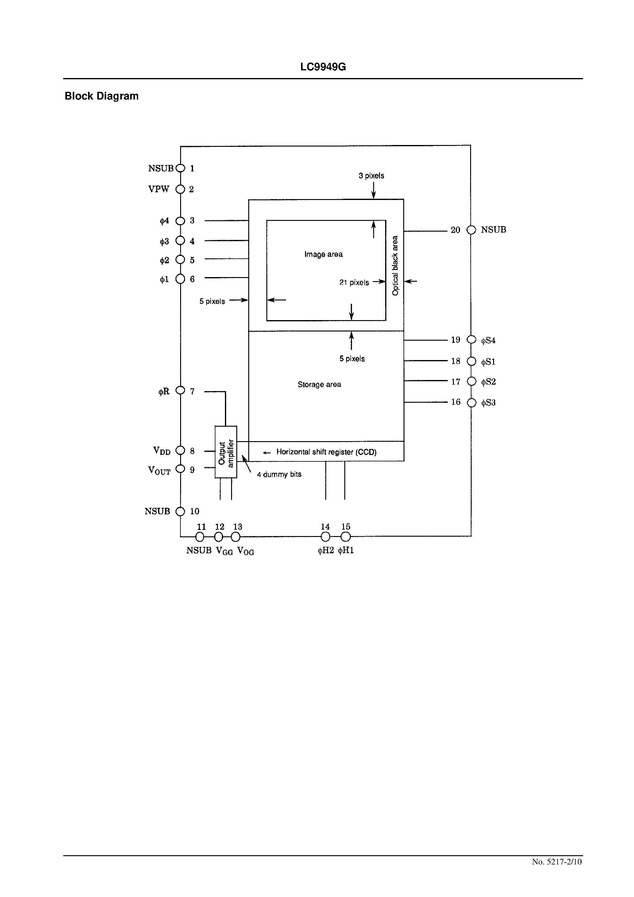 Datasheet LC9949G page 2 Datasheet LC9949G - 1/6 Optical Size EIA B/W Solid-State Image Sensor page 2