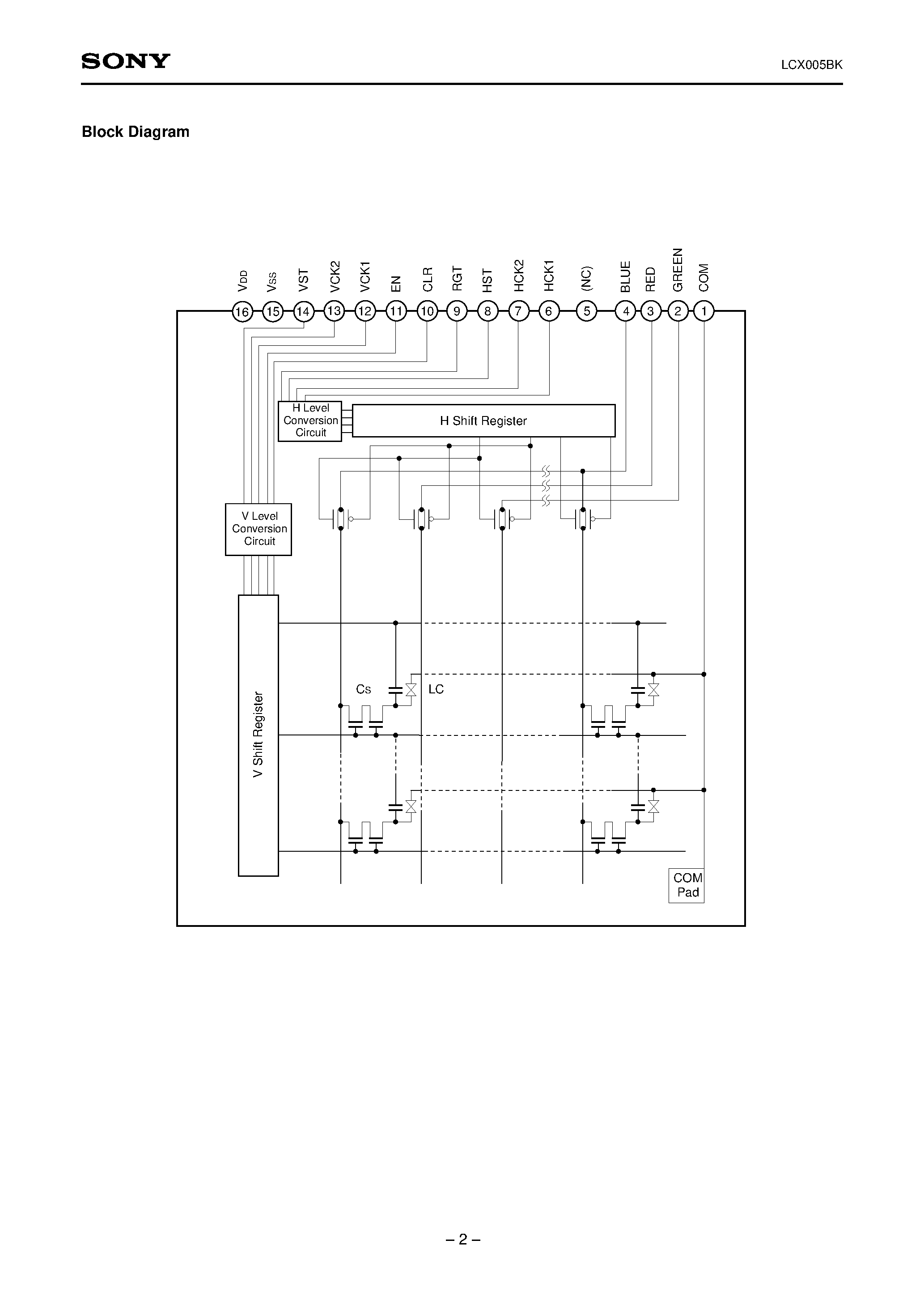 Datasheet LCX005 - 1.4cm (0.55-inch) NTSC/PAL Color LCD Panel page 2