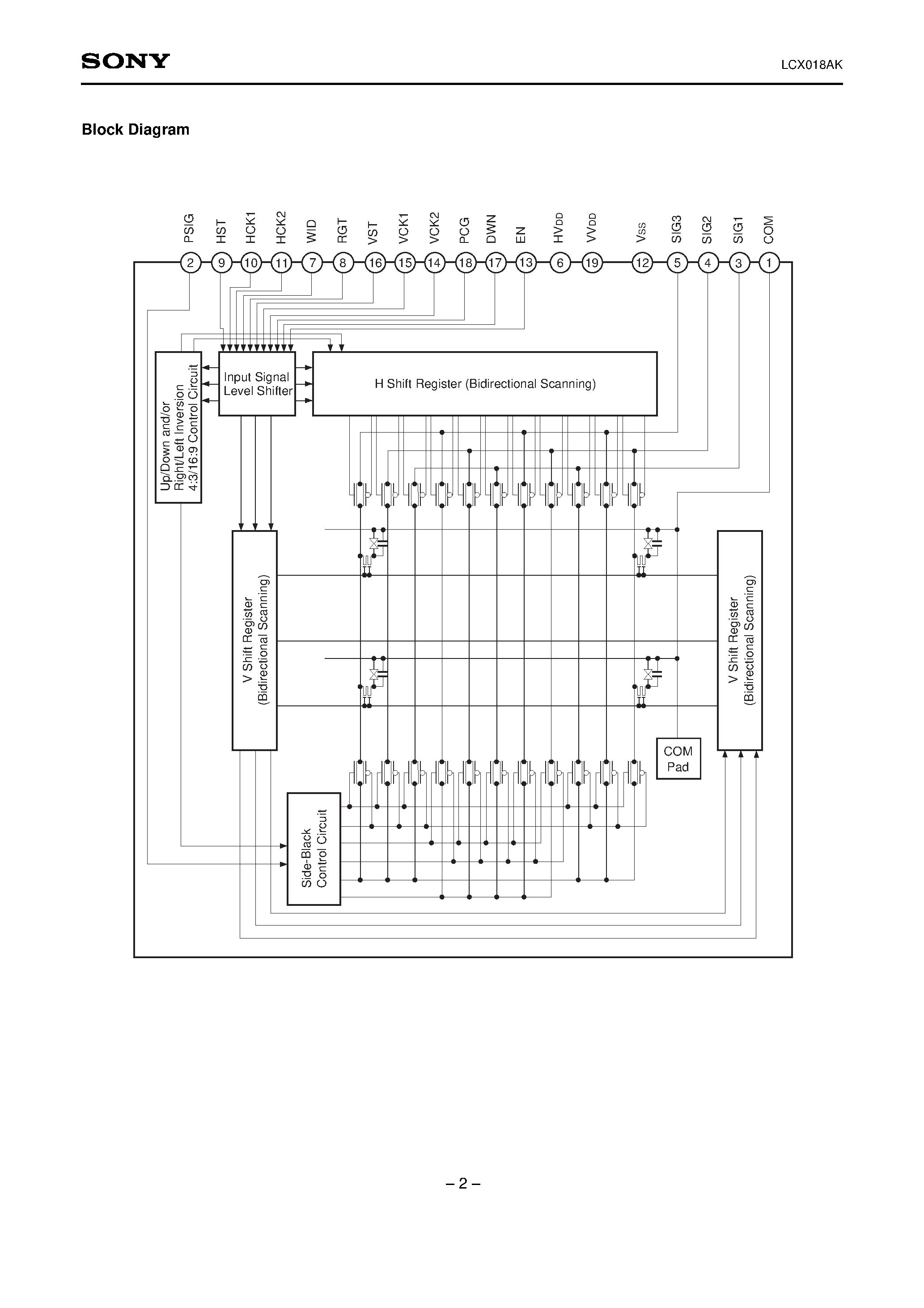 Datasheet LCX018 page 2 Datasheet LCX018 - 1.8cm (0.7-inch) NTSC/PAL/WID Color LCD Panel page 2