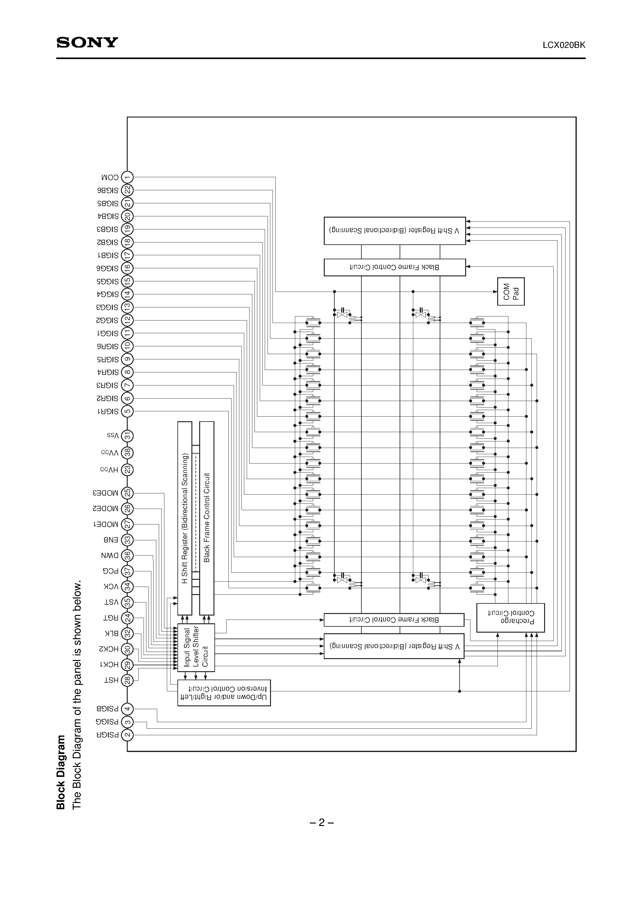 Datasheet LCX020 - 1.8cm (0.7-inch) Color LCD Panel page 2