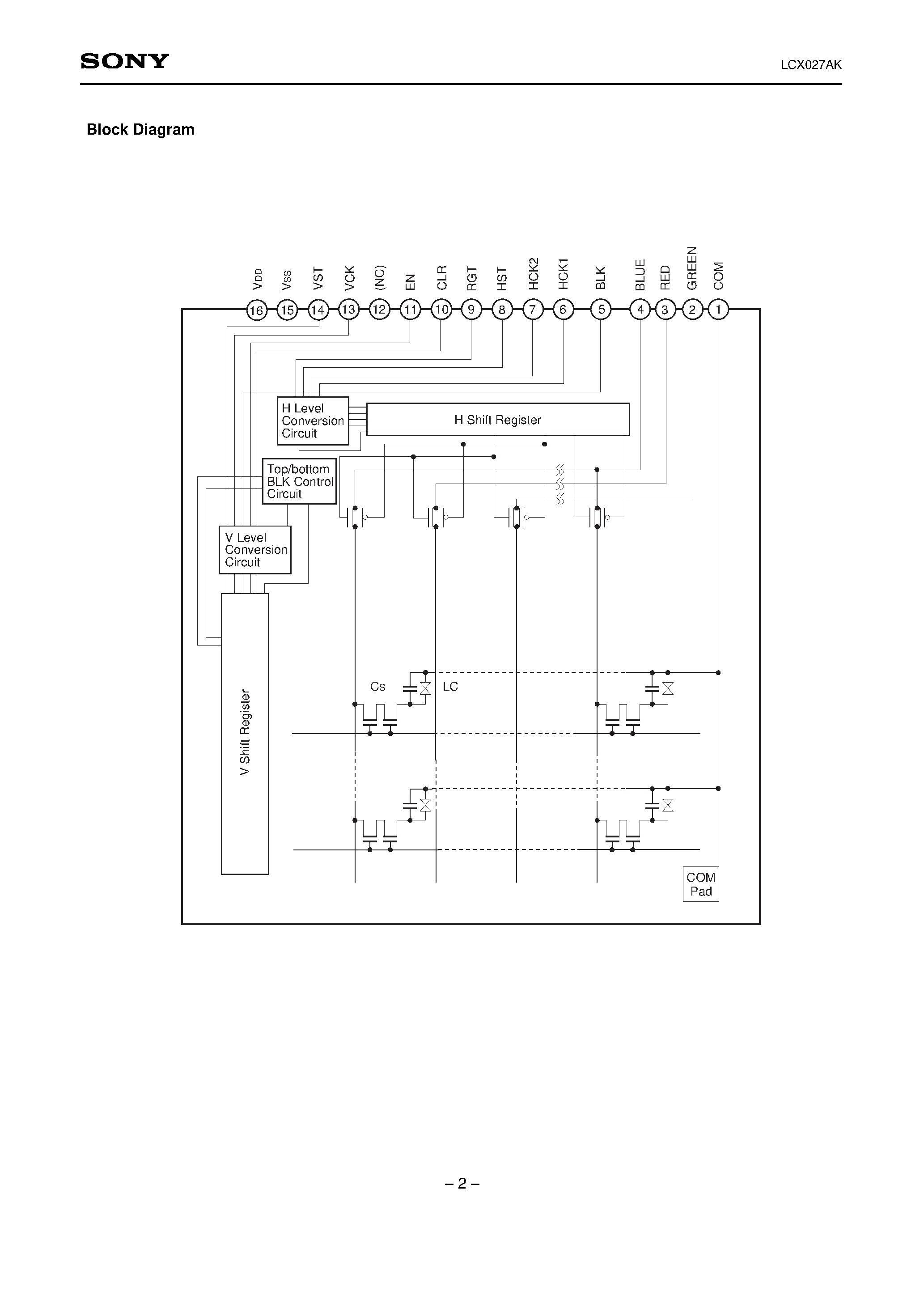 Datasheet LCX027 - 1.4cm (0.55-inch) NTSC/PAL Color LCD Panel page 2