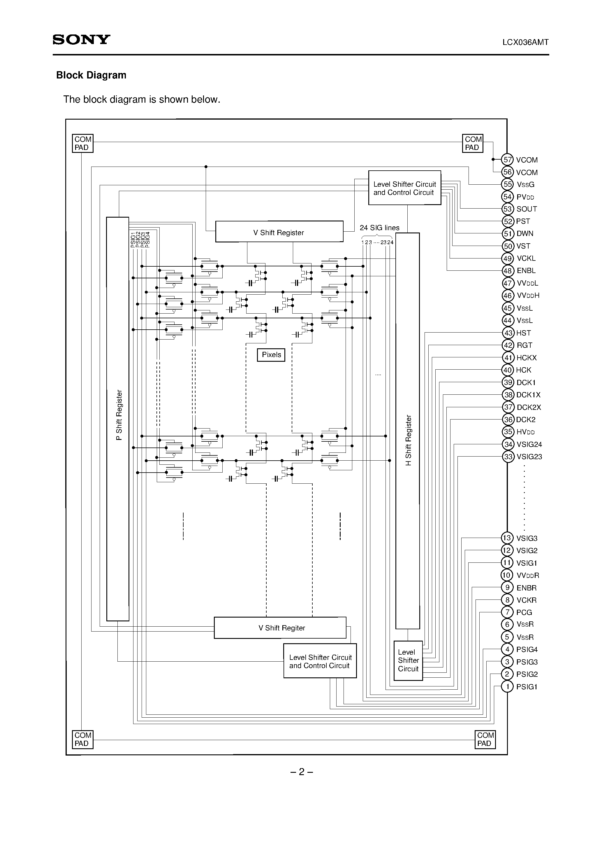 Datasheet LCX036AMT page 2 Datasheet LCX036AMT - 4.6cm (1.8-type) Black-and-White LCD Panel page 2