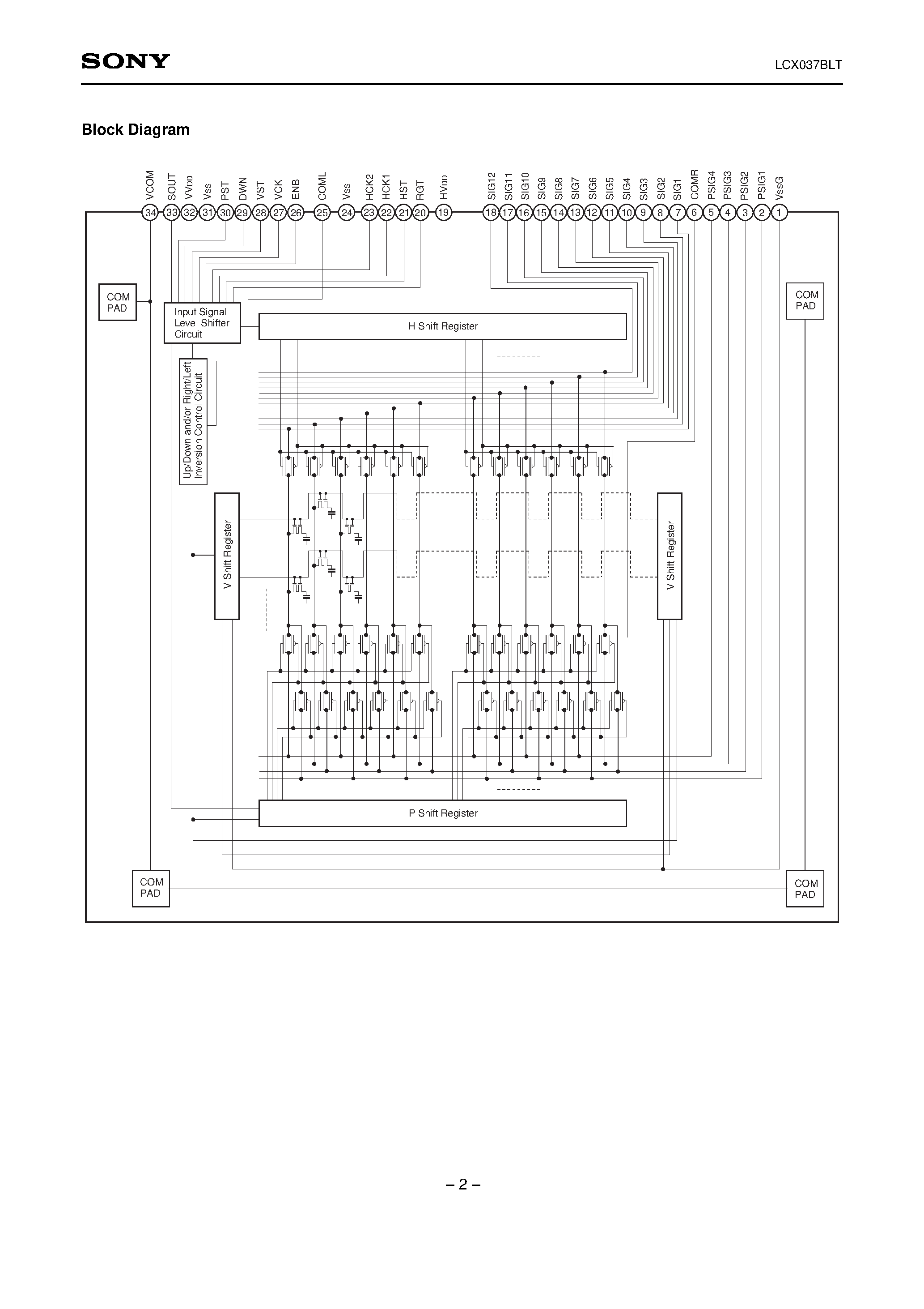 Datasheet LCX037BLT - 3.4cm (1.35 Type) Black-and-White LCD Panel page 2