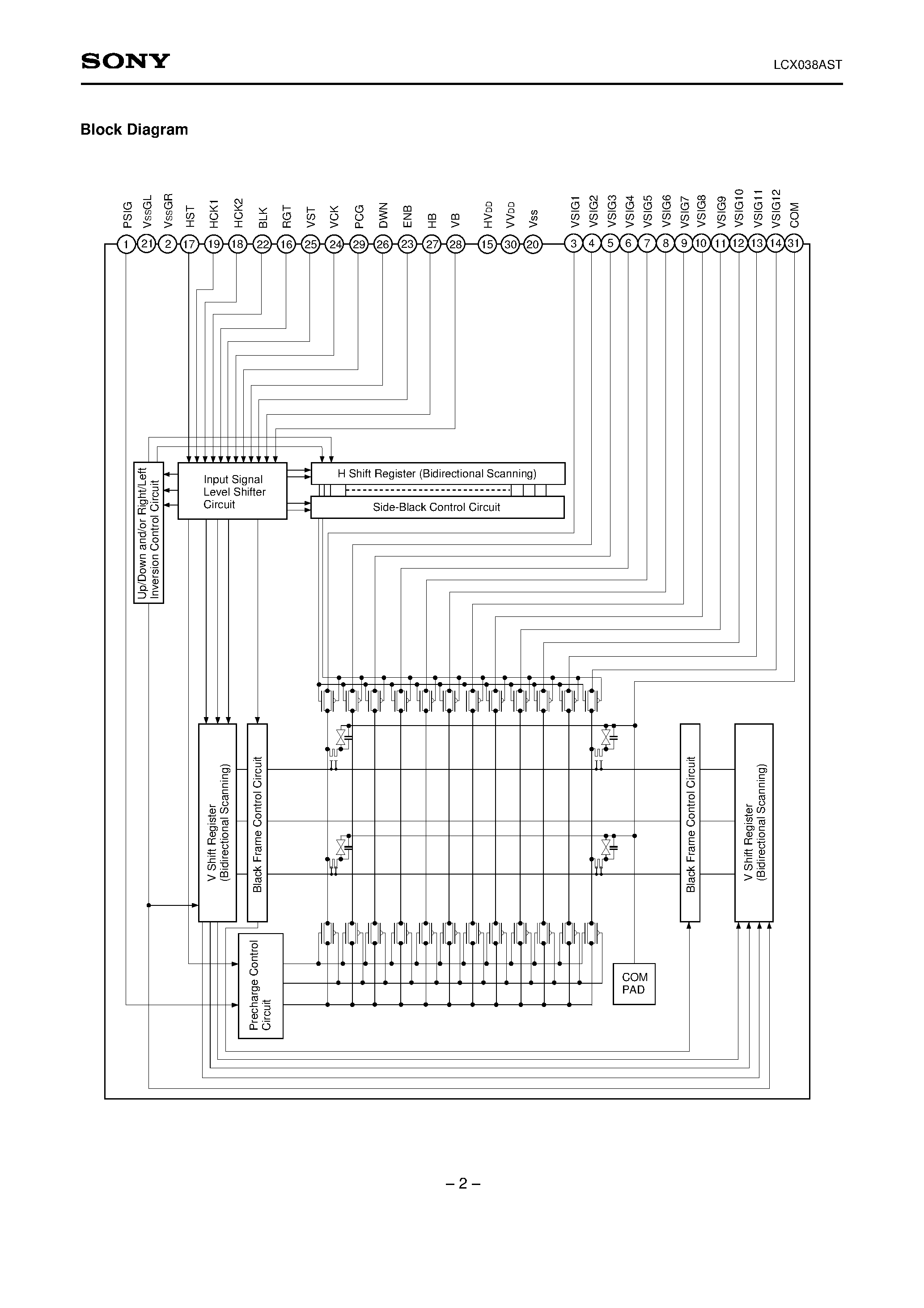Datasheet LCX038AST - 1.8cm (0.7 Type) Black-and-White LCD Panel page 2