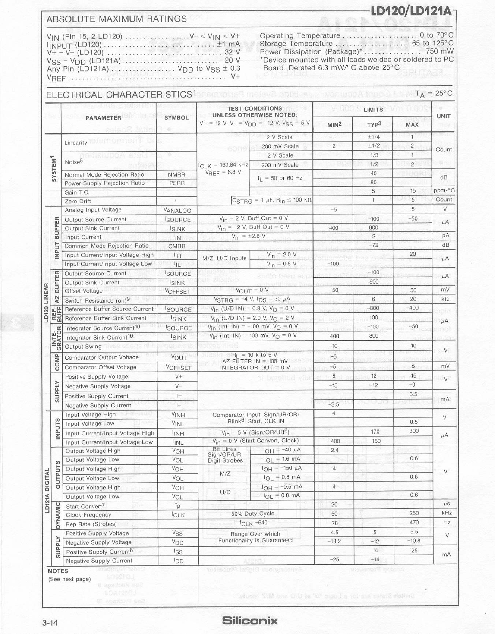 Datasheet LD121A - 4 1/2 Digit A/D Converter Set page 2