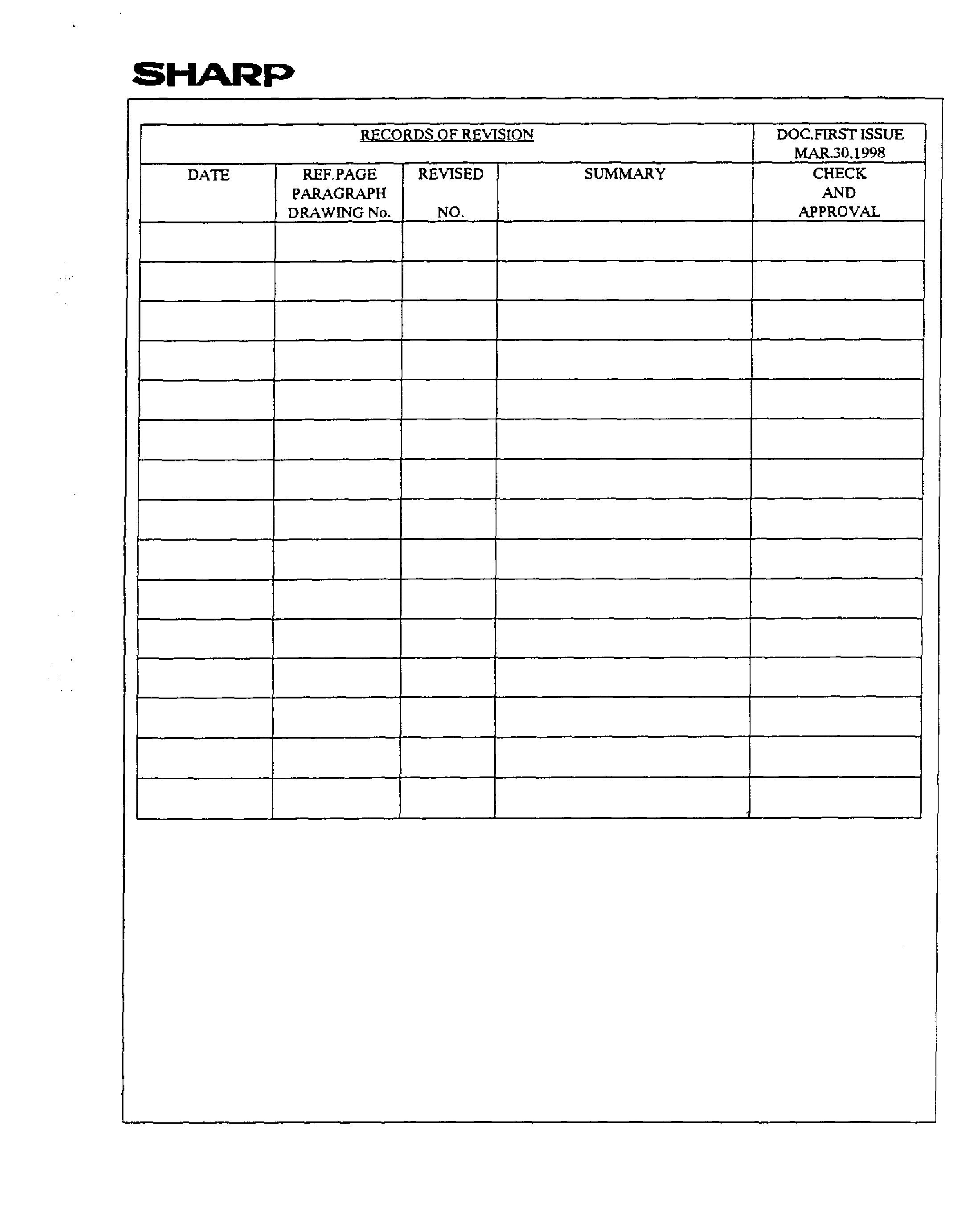 Datasheet LM8V311 - DEVlCESPECIFICATIONfoor for Passive Matrix Color LCD Module (640 X 480 dots) page 2