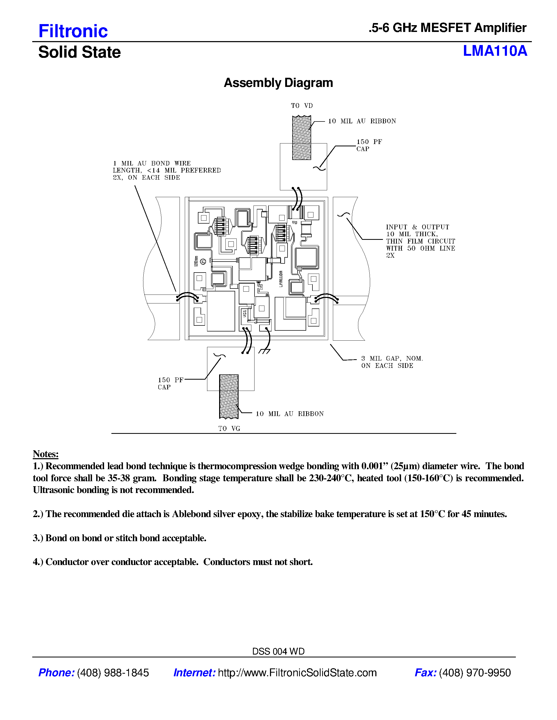 Datasheet LMA110 - .5-8GHz MESFET Amplifier page 2