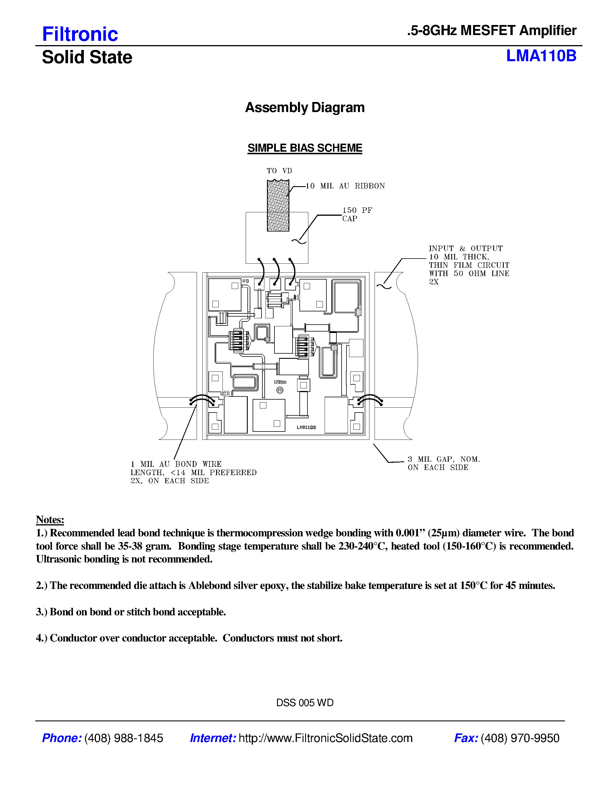 Datasheet LMA110B - .5-8GHz MESFET Amplifier page 2