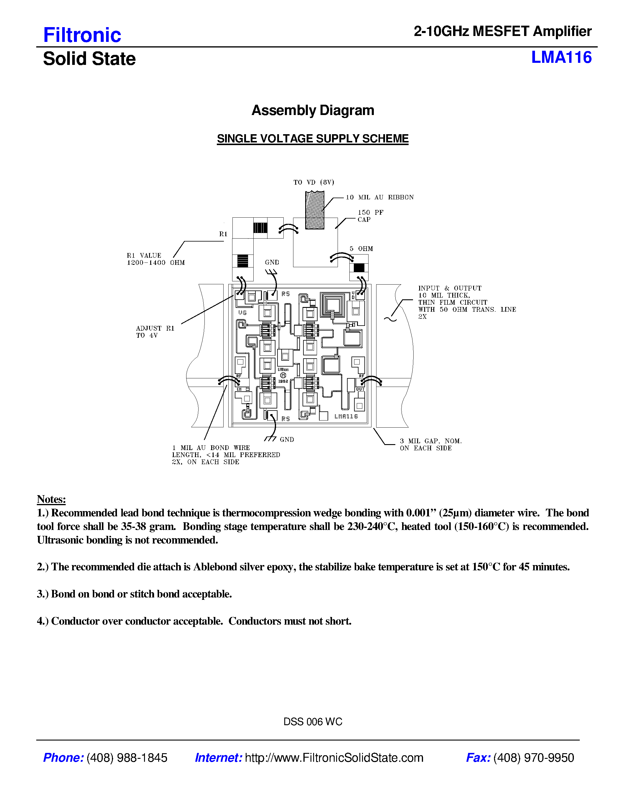 Datasheet LMA116 - 2-10GHz MESFET Amplifier page 2