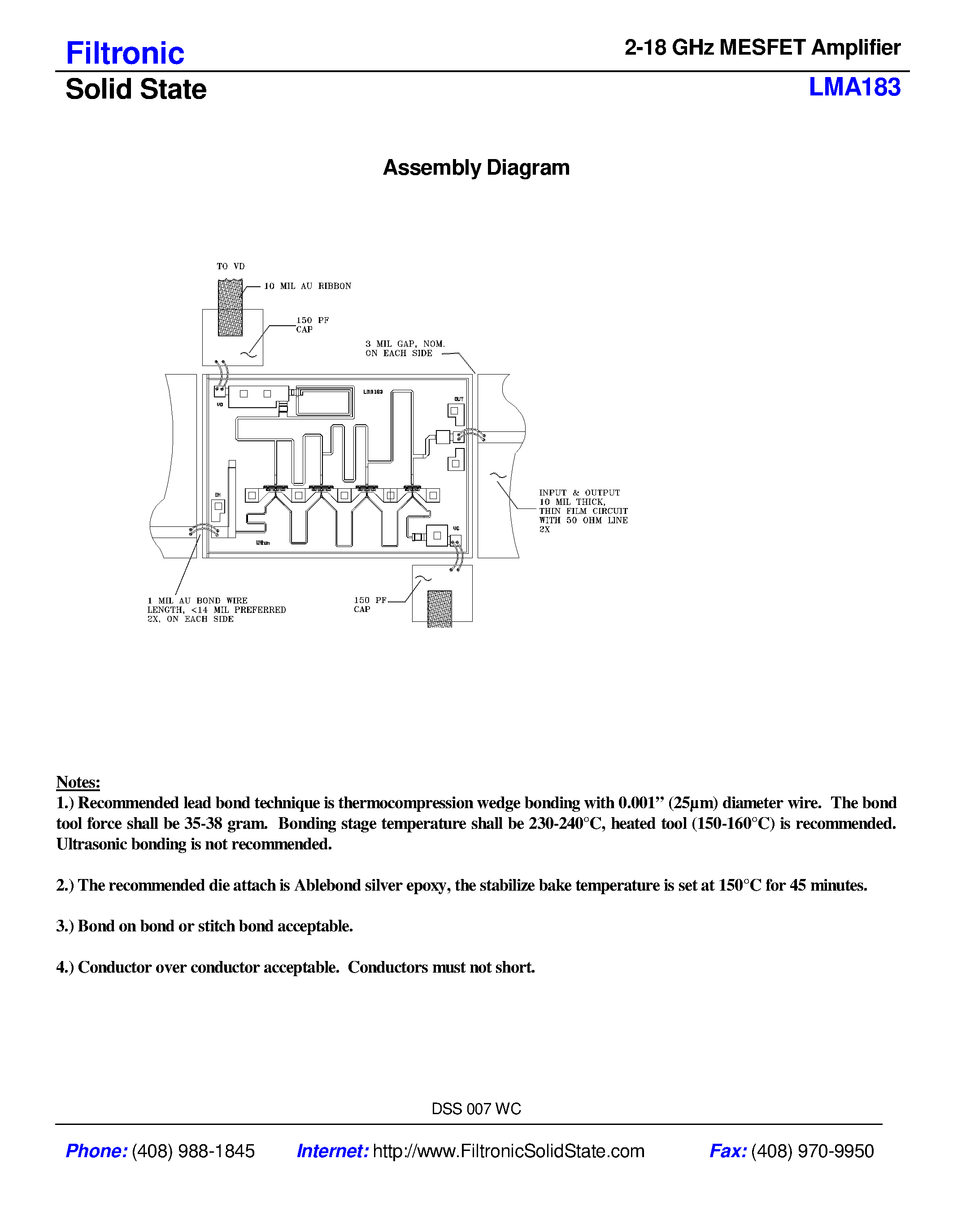 Datasheet LMA183 - 2-18 GHz MESFET Amplifier page 2