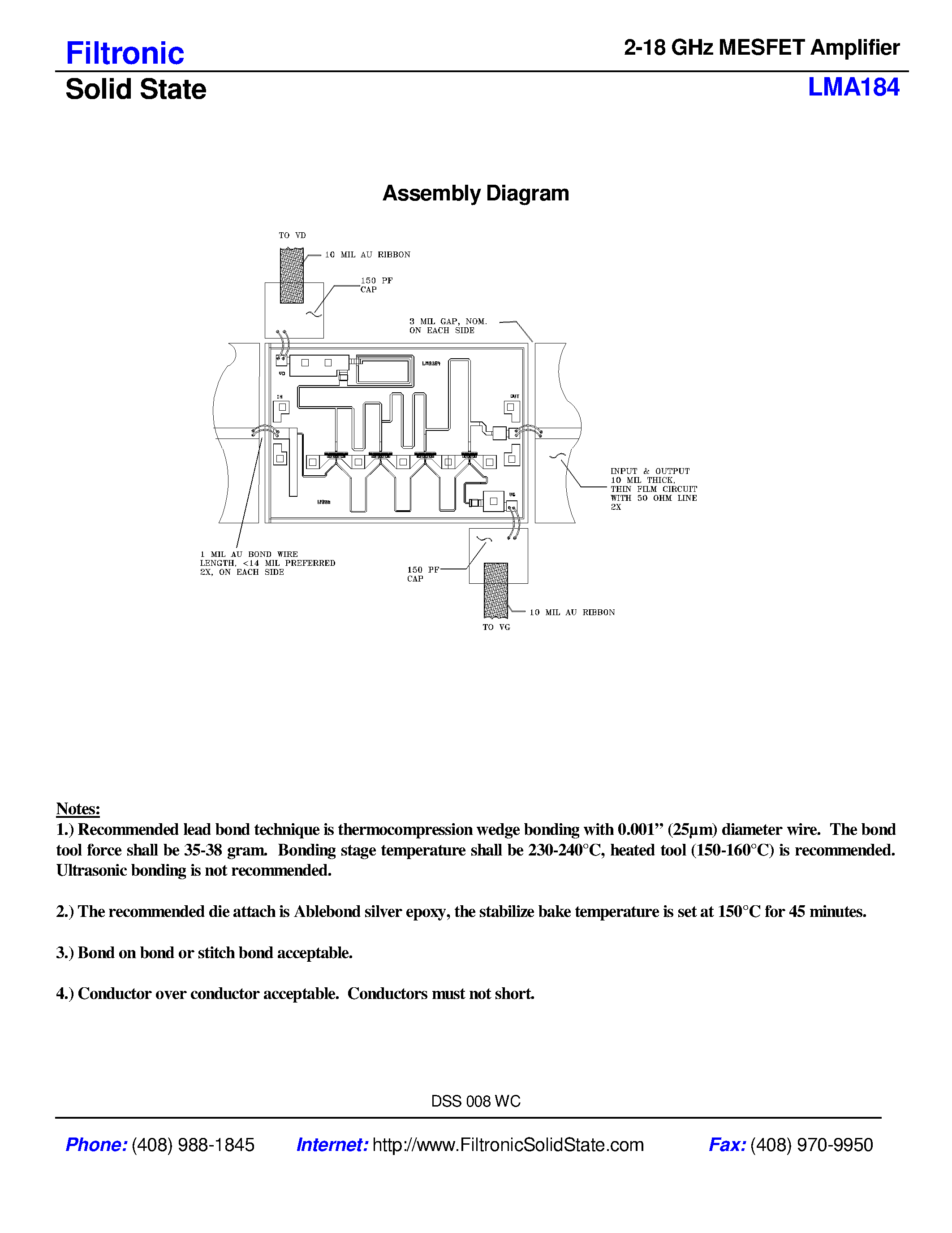 Datasheet LMA184 - 2-18 GHz MESFET Amplifier page 2