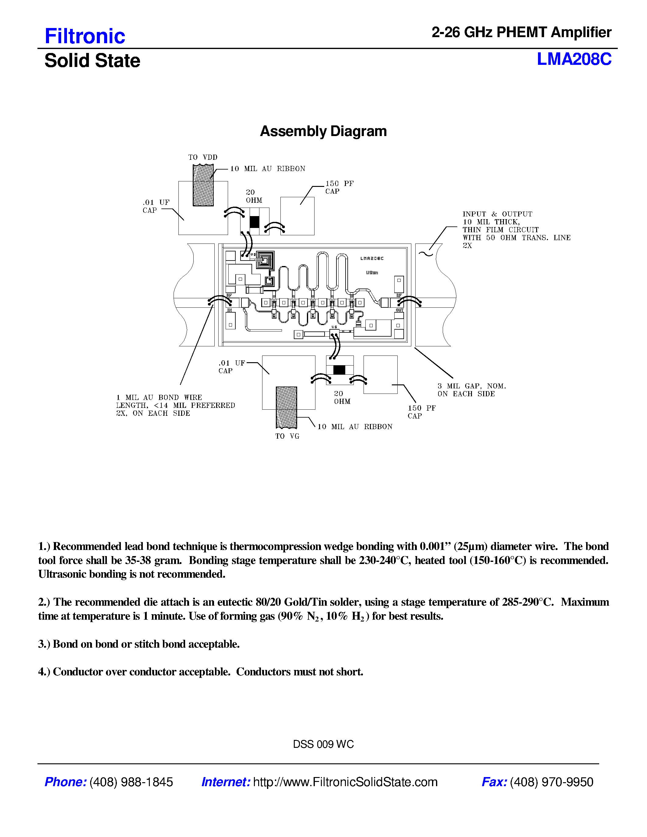 Datasheet LMA208C - 2-26 GHz PHEMT Amplifier page 2