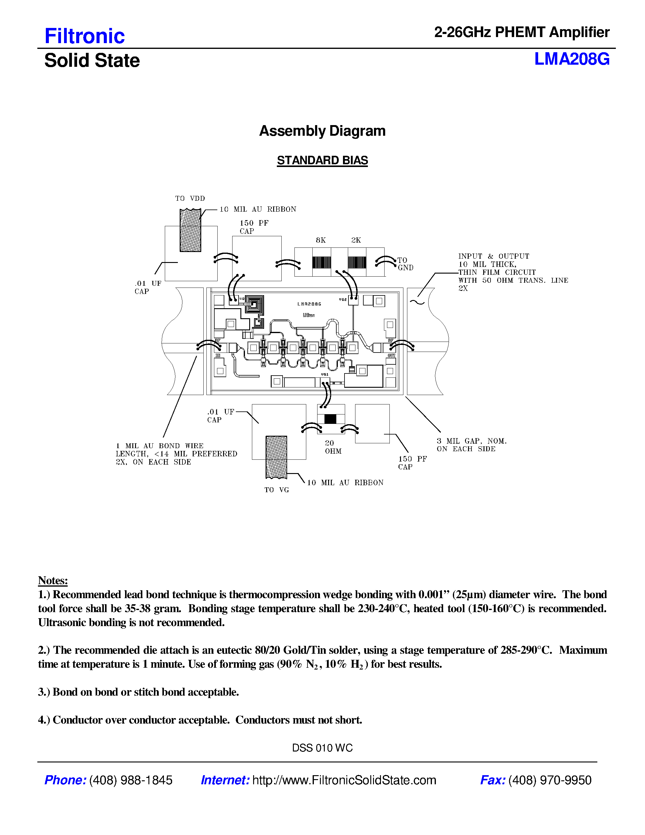 Datasheet LMA208G - 2-26GHz PHEMT Amplifier page 2