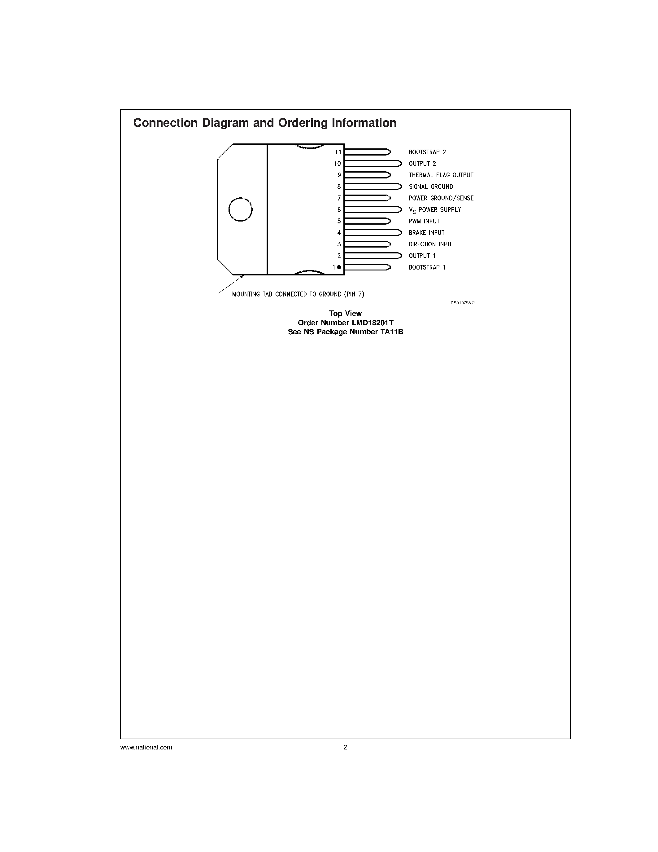 Datasheet LMD18201T page 2 Datasheet LMD18201T - 3A / 55V H-Bridge page 2