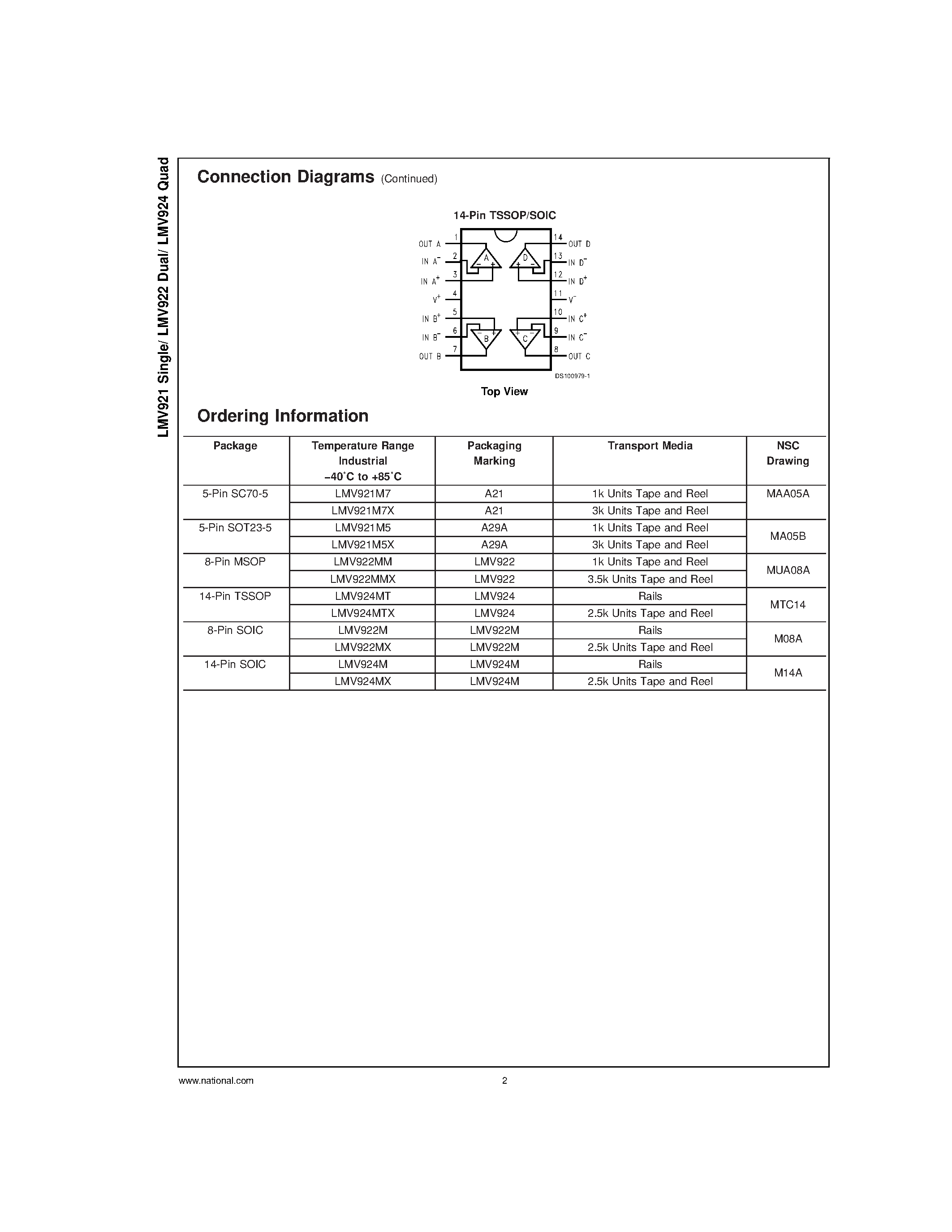Даташит на микросхему LMV921M5X страница 2 Даташит LMV921M5X - 1.8V / 1MHz / Low Power Operational Amplifiers with Rail-To-Rail Input and Output страница 2