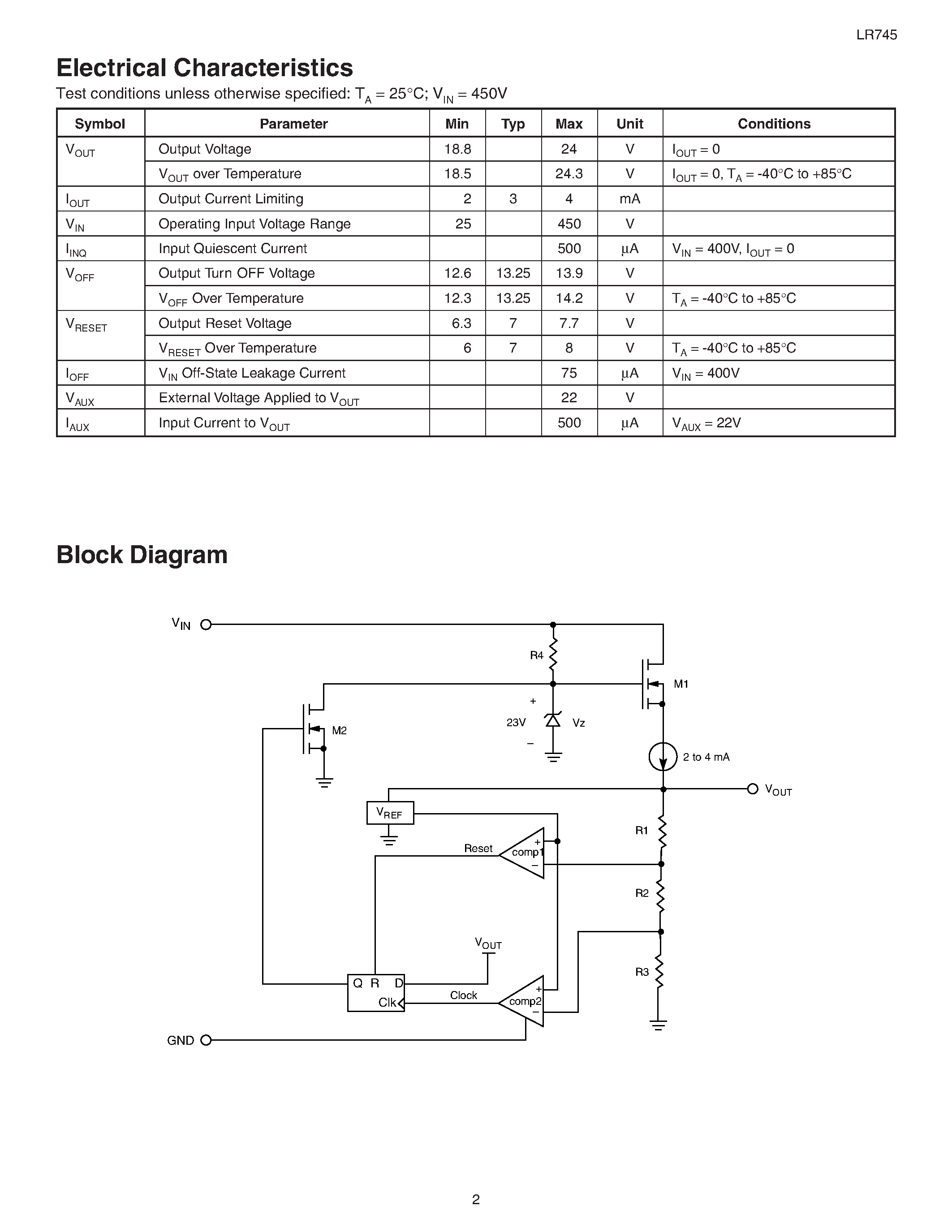 Datasheet LR745N8 - High Input Voltage SMPS Start-up Circuit page 2