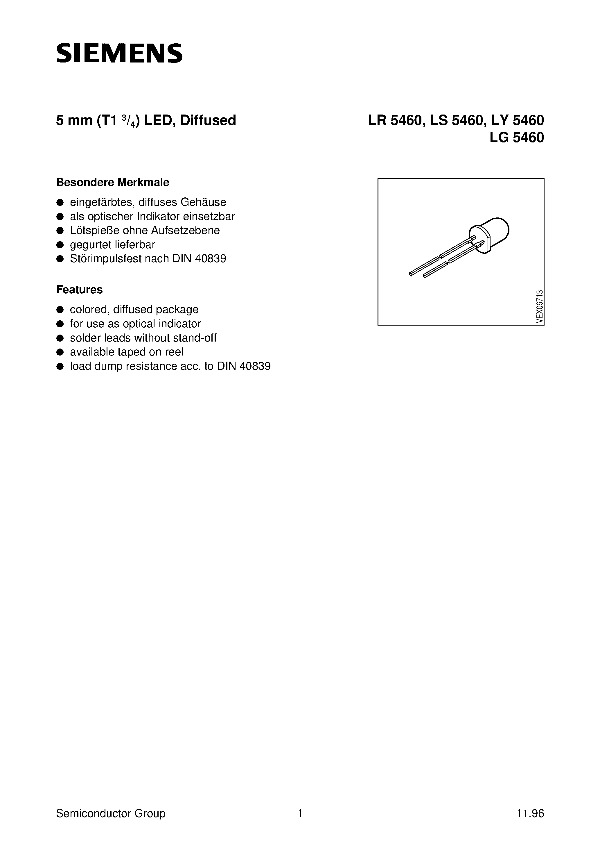 Datasheet LS5460-K - T1 (5mm) LED LAMP page 1