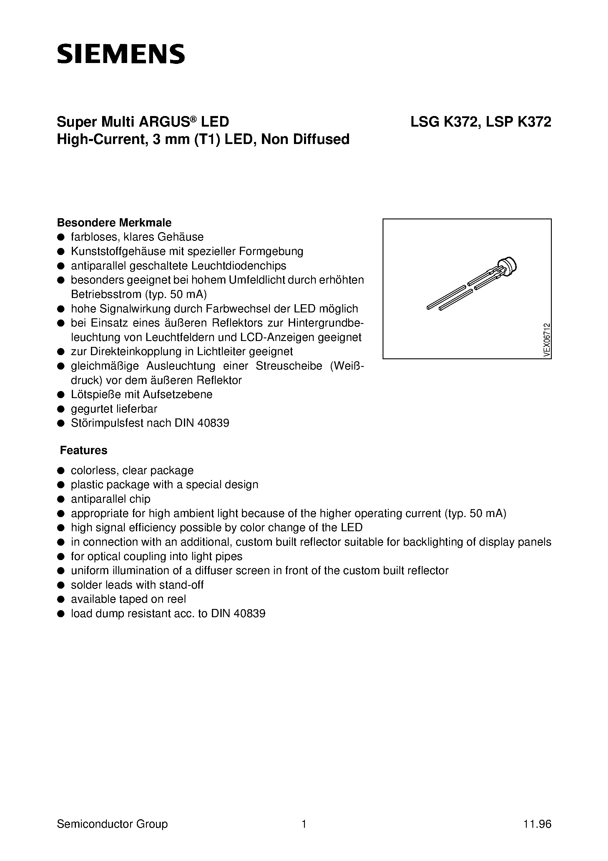 Datasheet LSGK372-QO - Super Multi ARGUS LED High-Current / 3 mm T1 LED / Non Diffused page 1