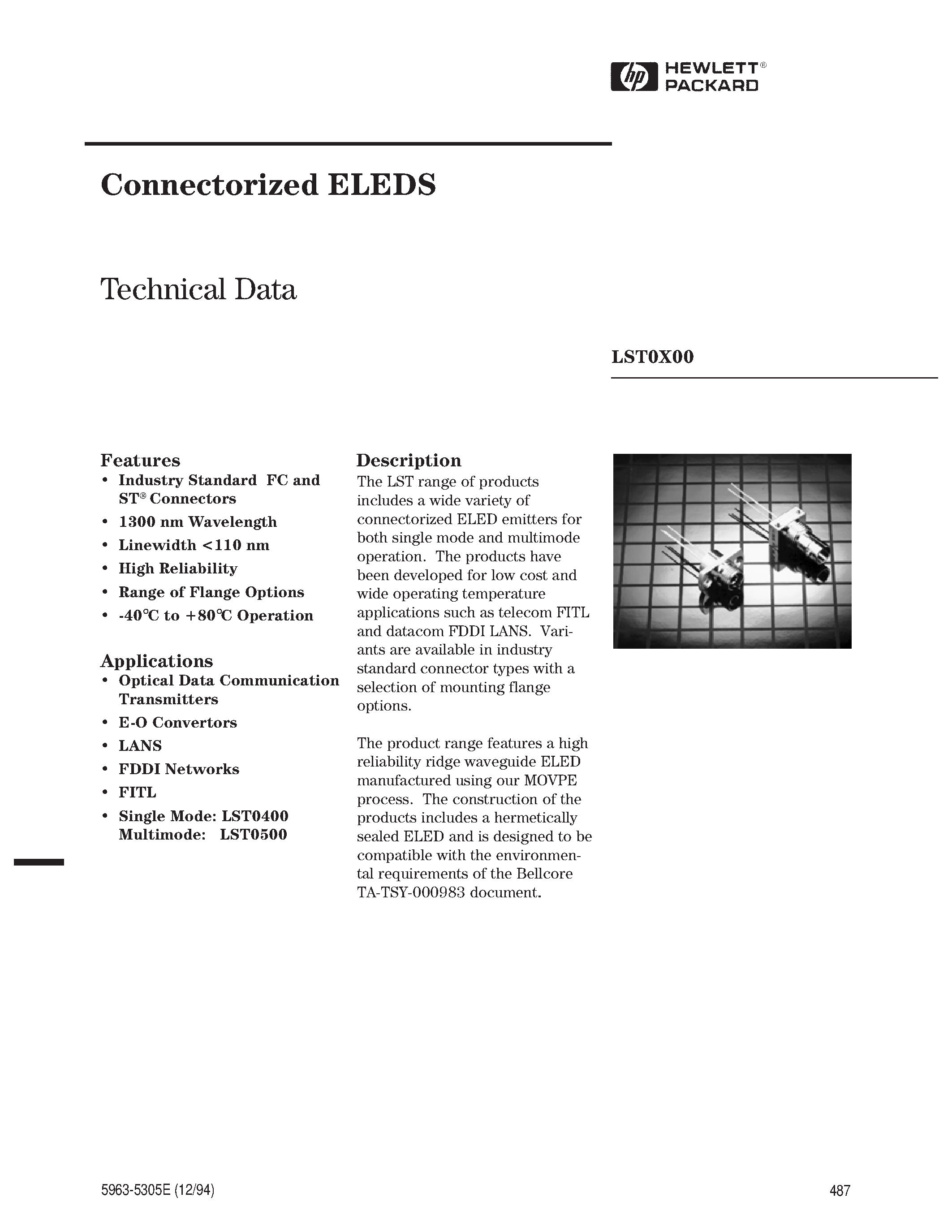 Datasheet LST0500-FC-A - Connectorized ELEDS page 1