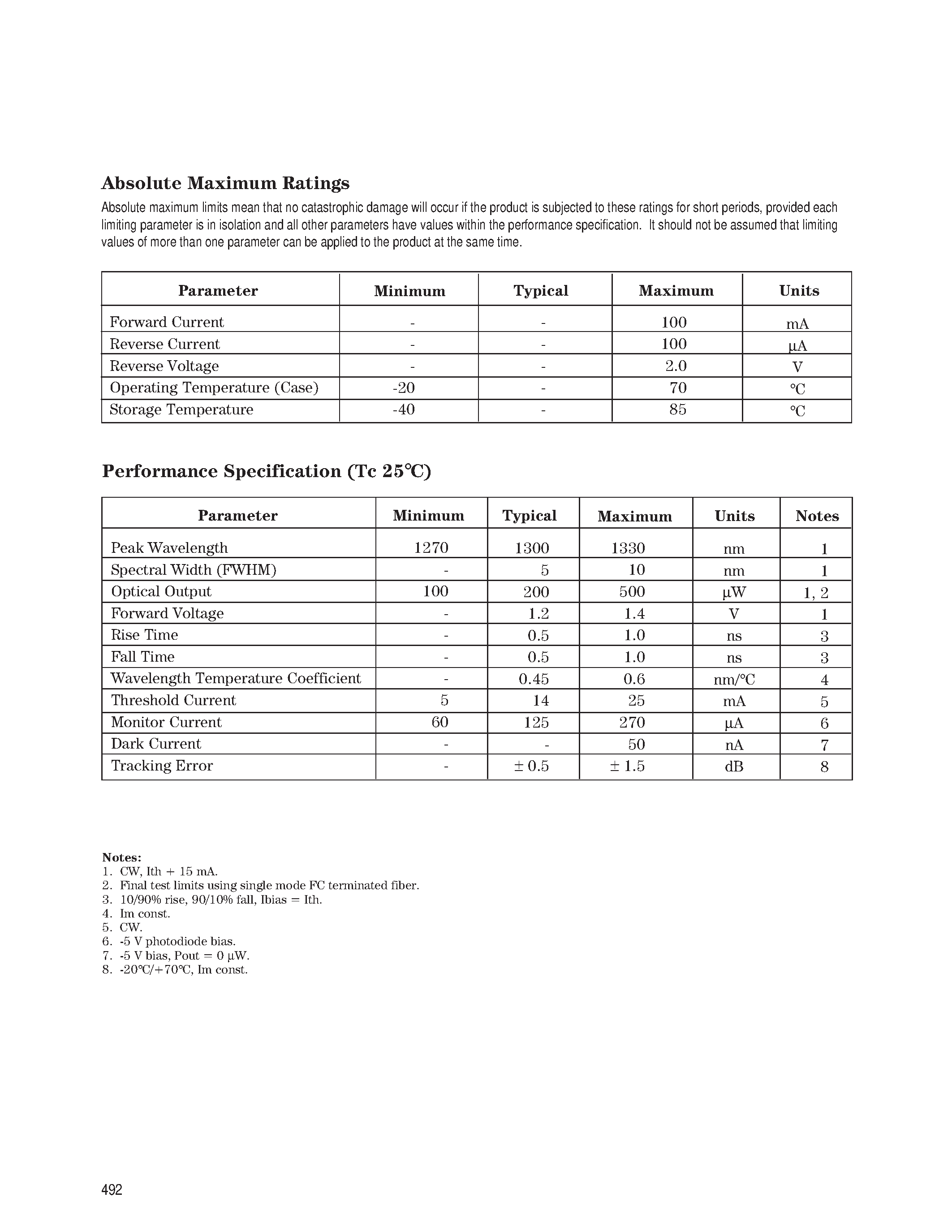 Даташит LST0627-SC-A - Single Mode Connectorized Laser Diode (Low Power) страница 2