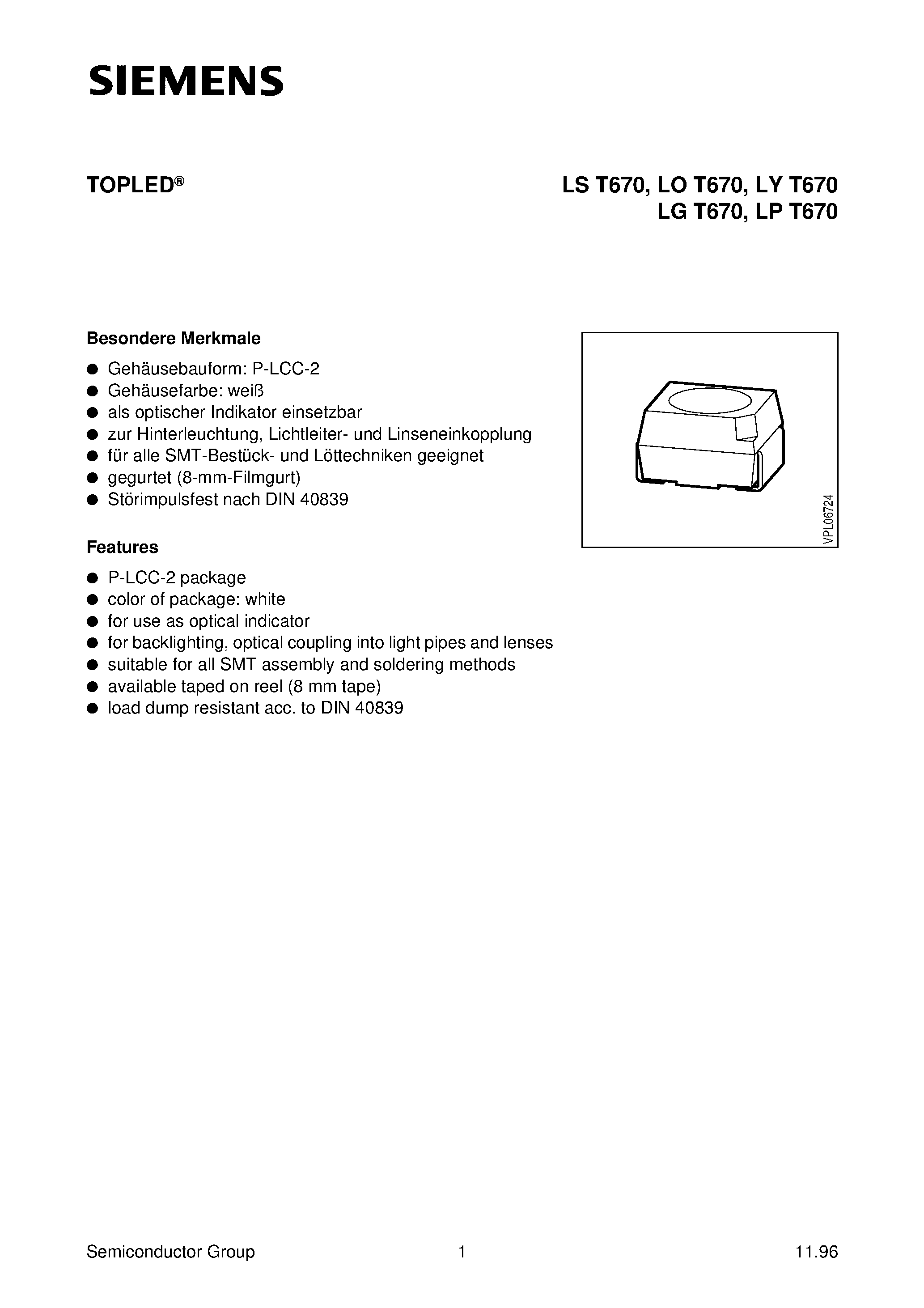 Datasheet LST670-K page 1 Datasheet LST670-K - TOPLED page 1