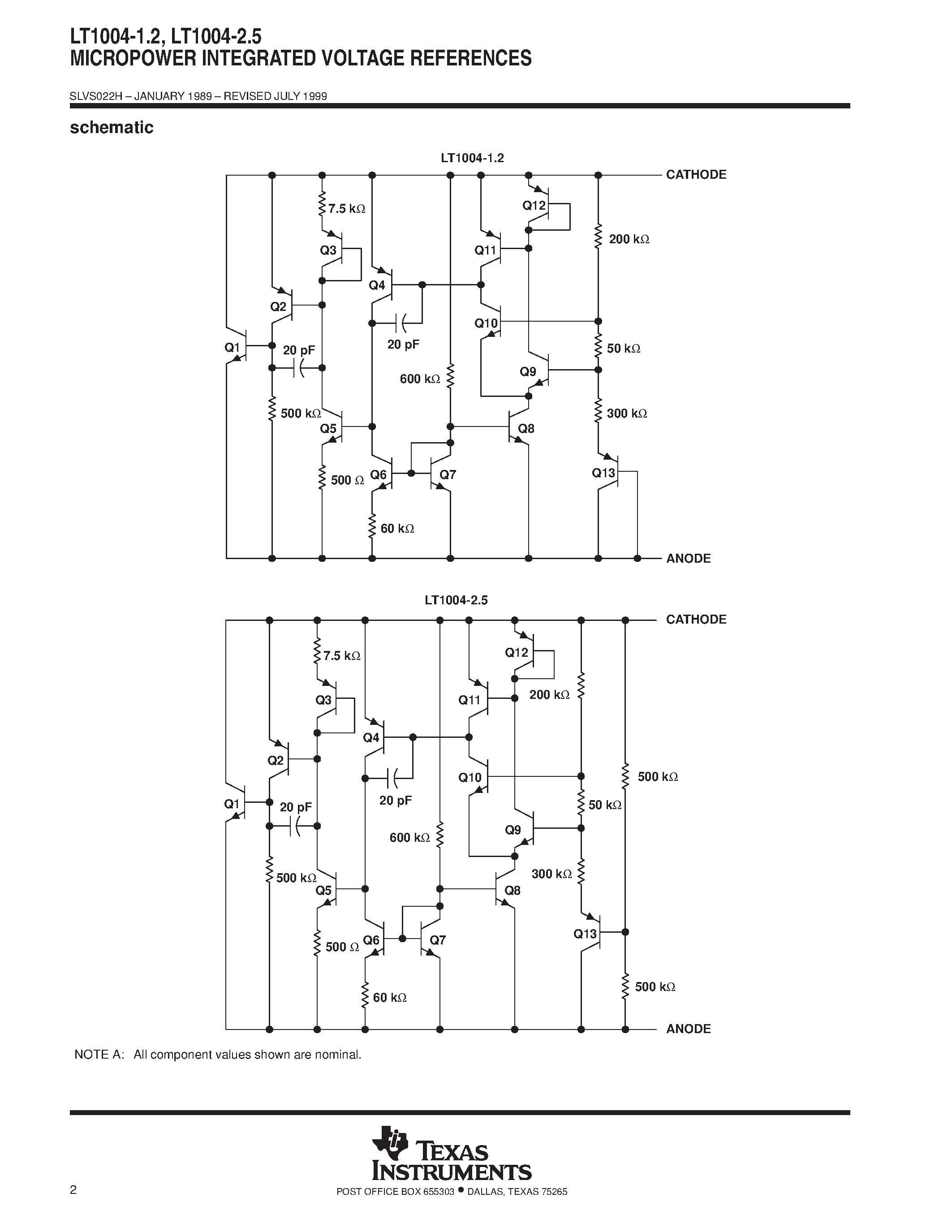 Datasheet LT1004Y-1.2 - MICROPOWER INTEGRATED VOLTAGE REFERENCES page 2