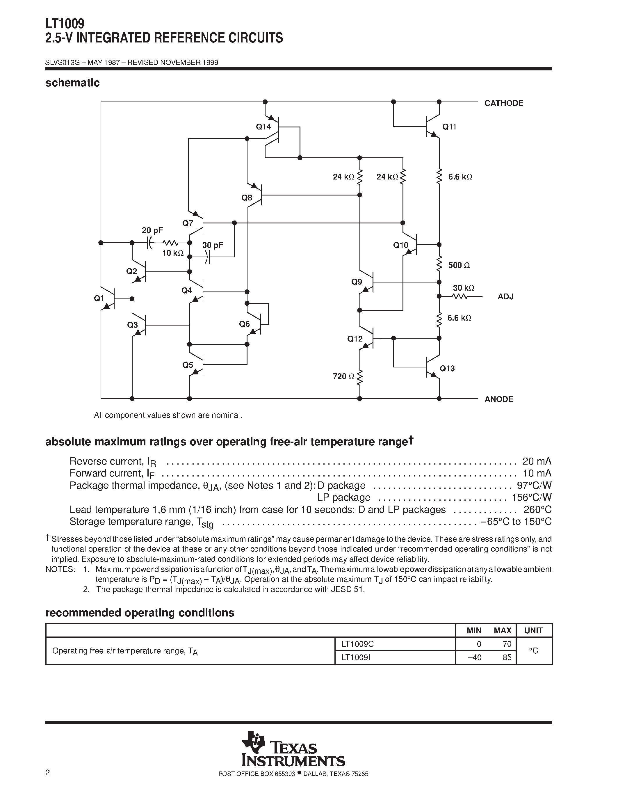 Даташит LT1009D - 2.5-V INTEGRATED REFERENCE CIRCUITS страница 2