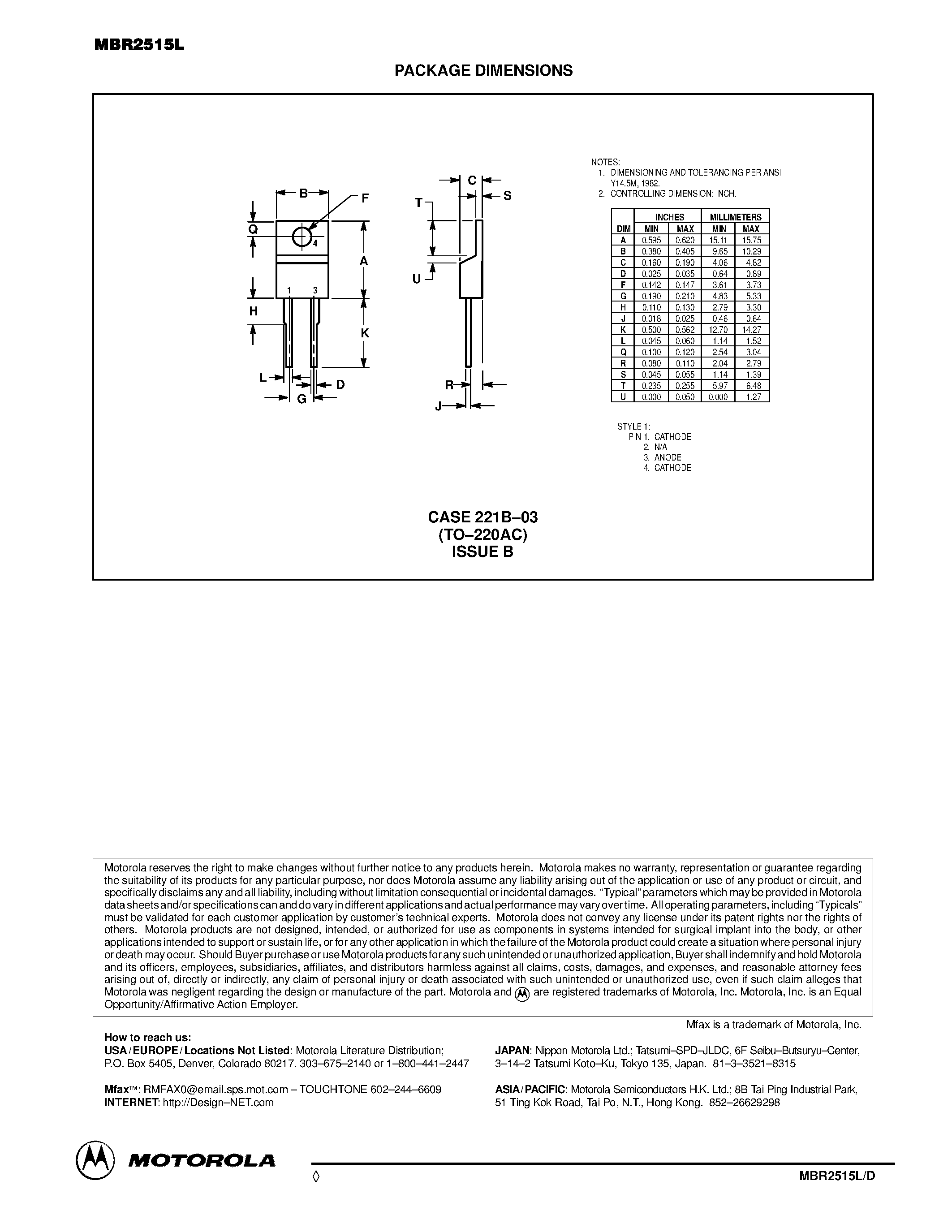 Даташит на микросхему MBR2515L страница 2 Даташит MBR2515L - SWITCHMODE Power Rectifier страница 2