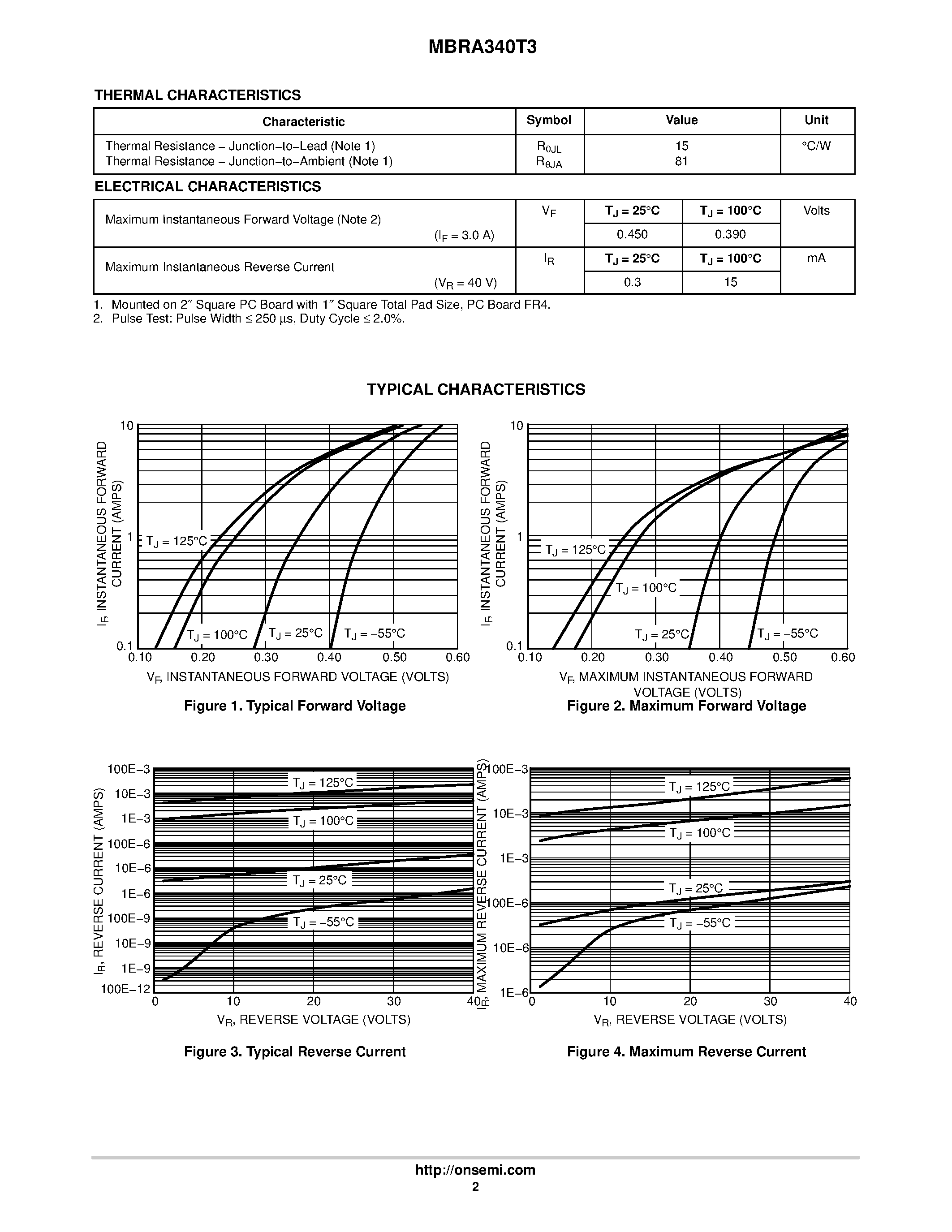 Даташит MBRA340T3D - Surface Mount Schottky Power Rectifier страница 2