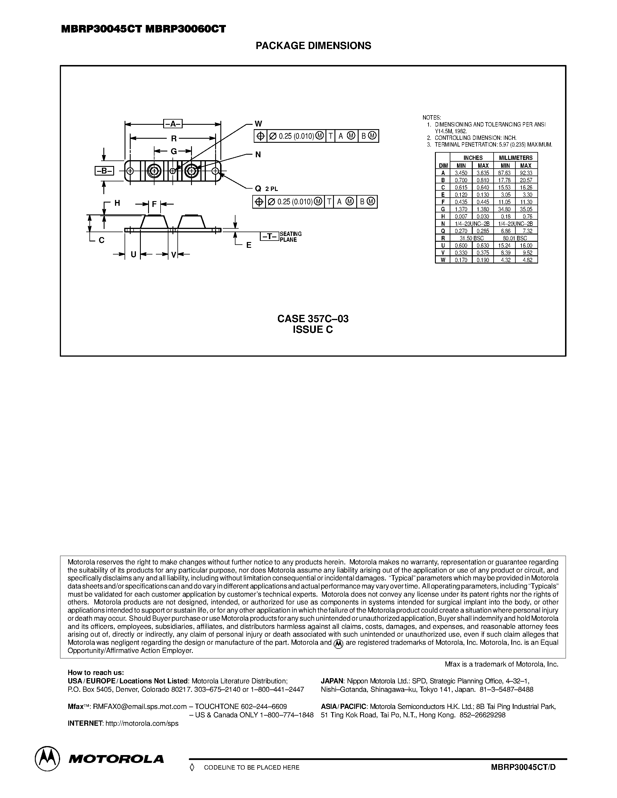 Datasheet MBRP30045CT - POWERTAP II SWITCHMODE Power Rectifiers page 2