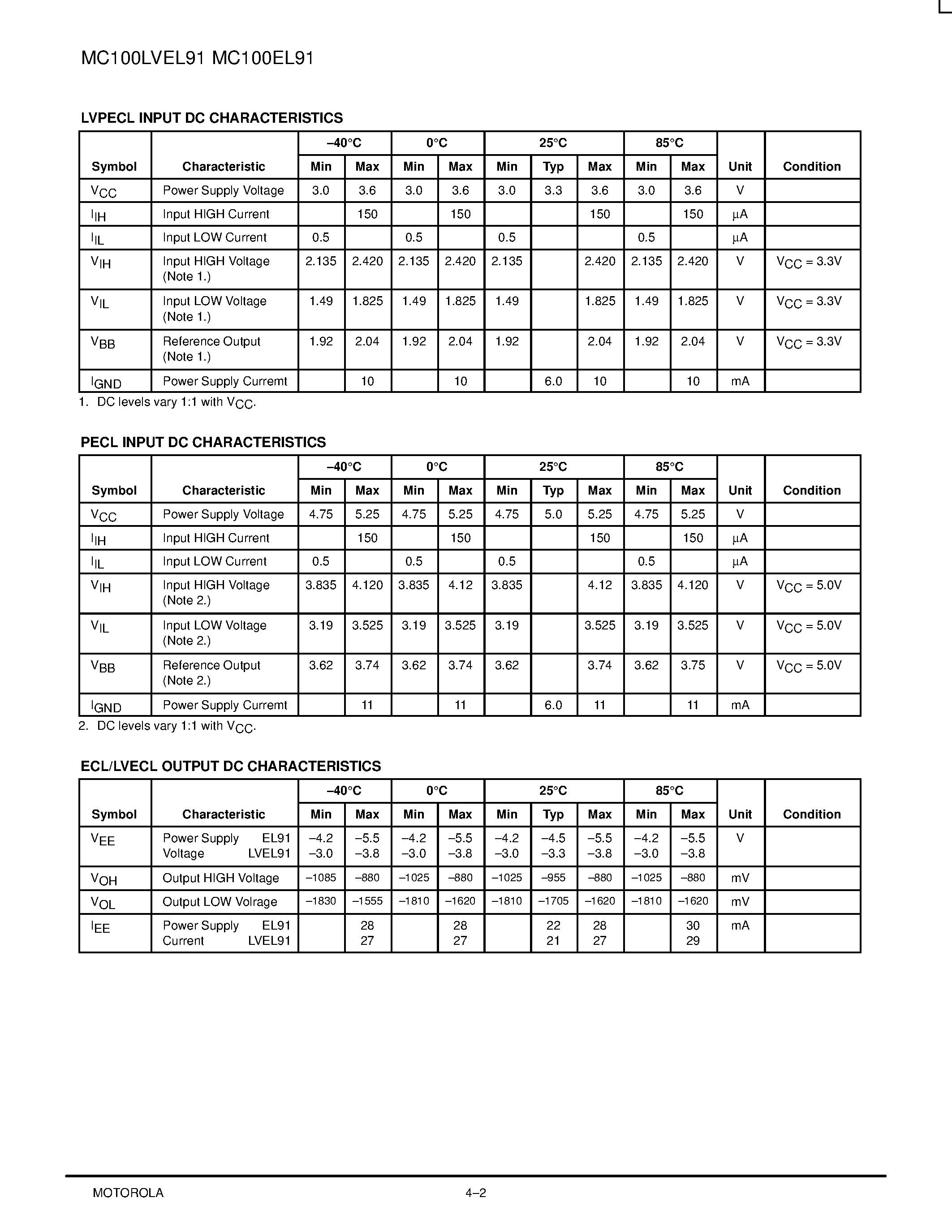 Даташит MC100EL91DW - Triple PECL to ECL T ranslator страница 2