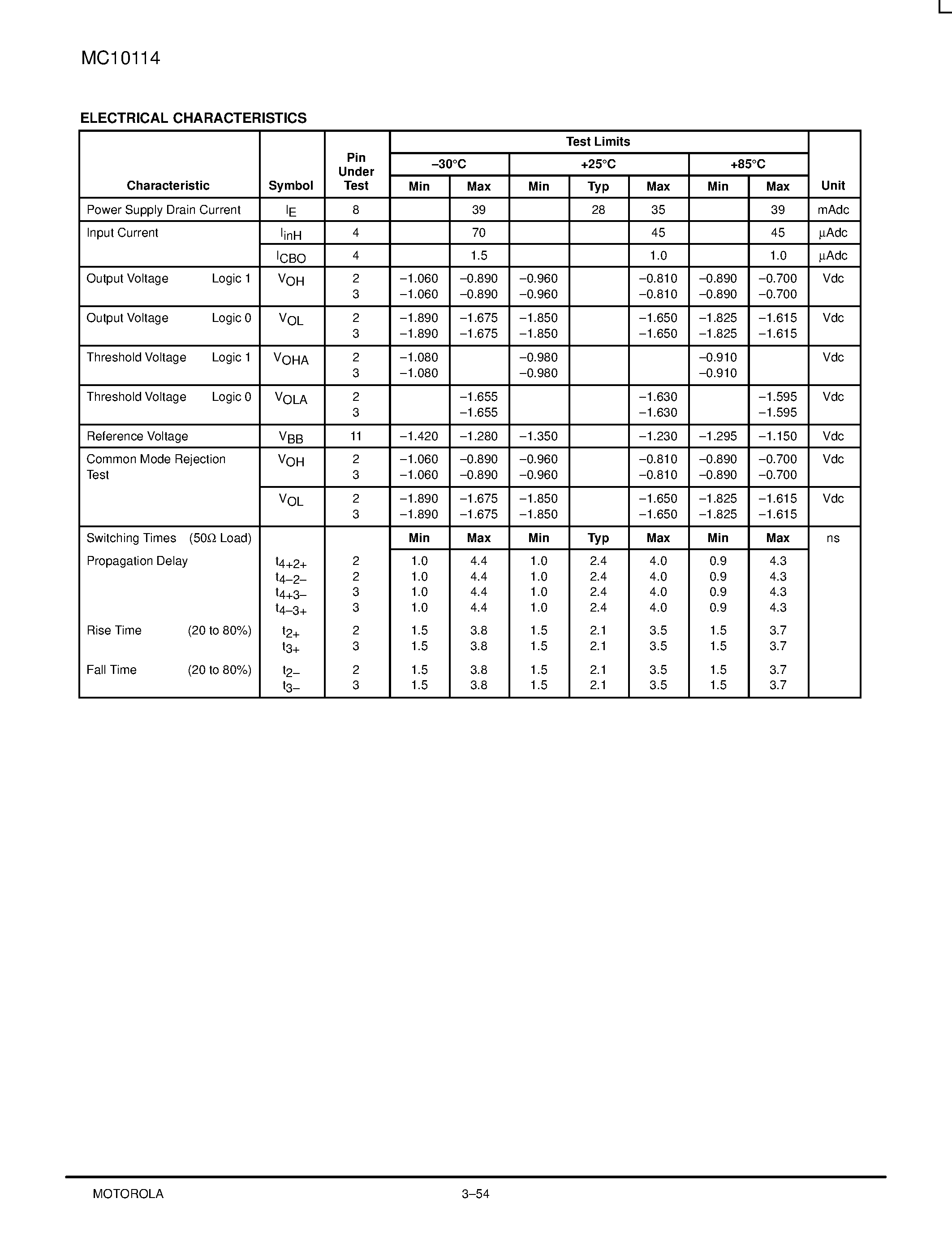 Даташит MC10114P - Triple Line Receiver страница 2