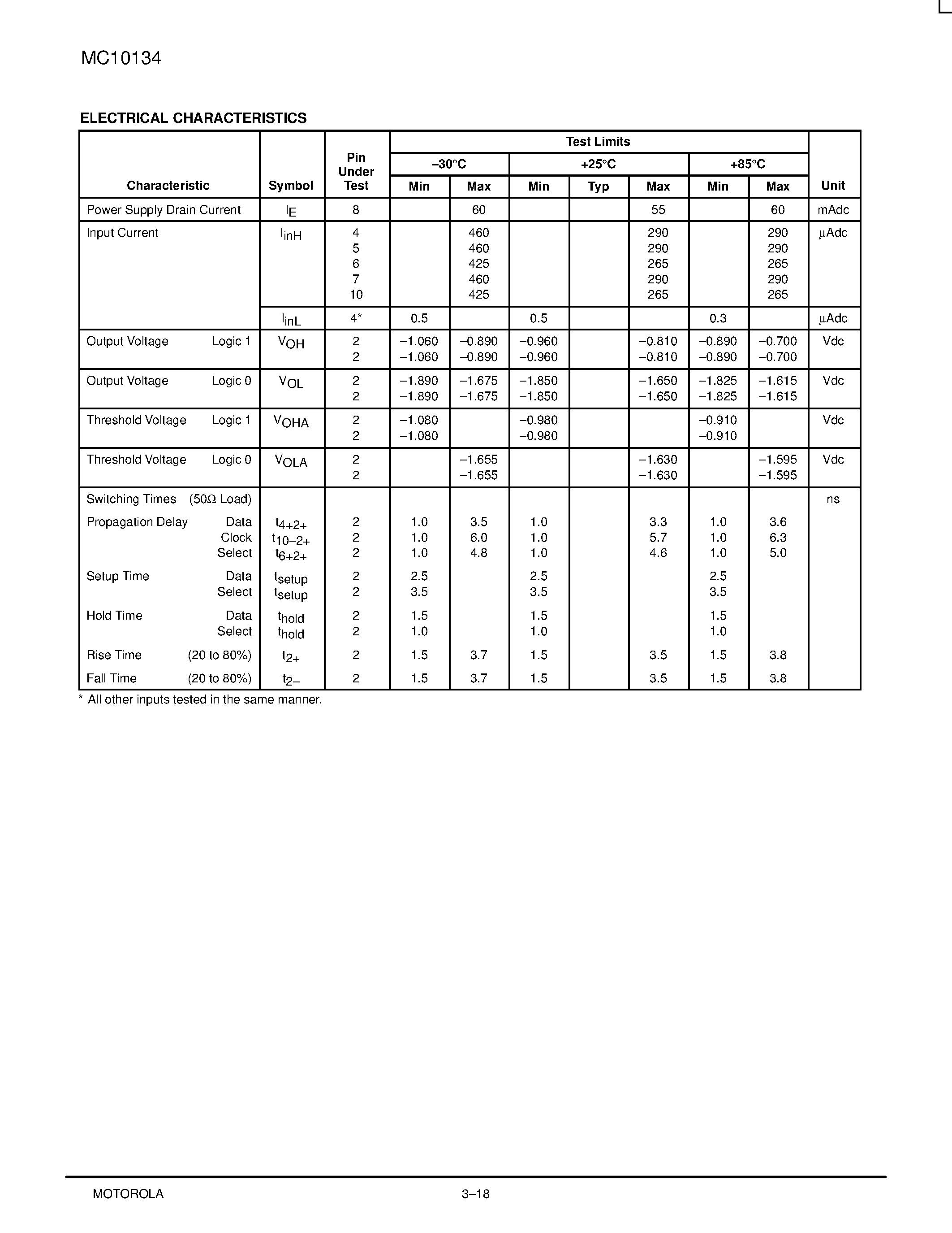 Даташит MC10134P - Dual Multiplexer With Latch страница 2