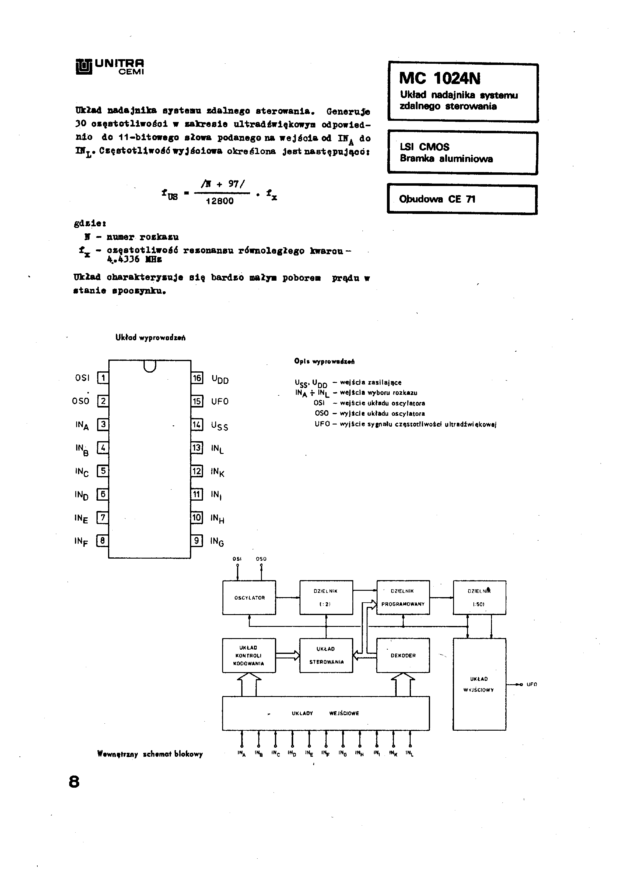 Даташит MC1024N - LSI CMOS страница 1