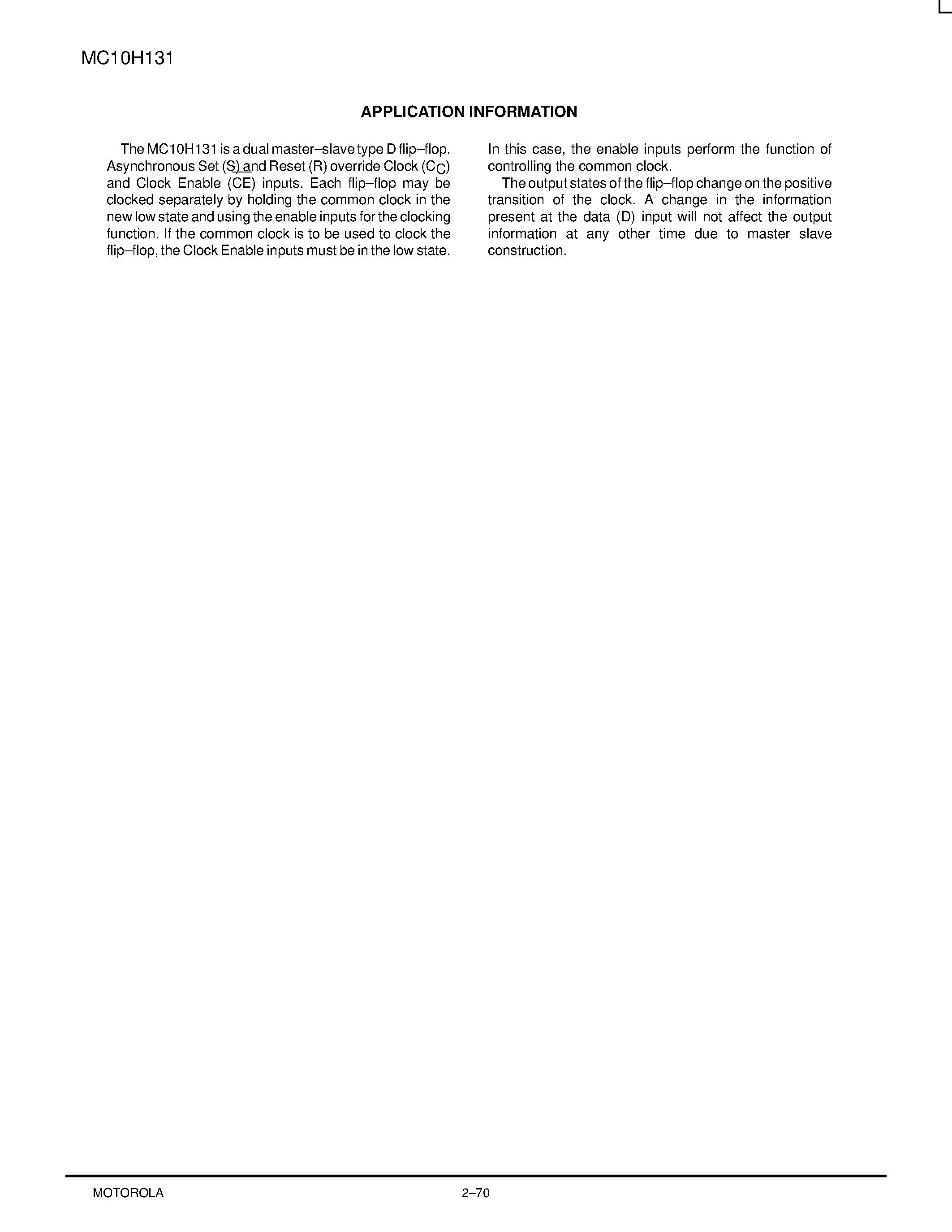 Даташит MC10H131P - Dual D Type Master-Slave Flip-Flop страница 2