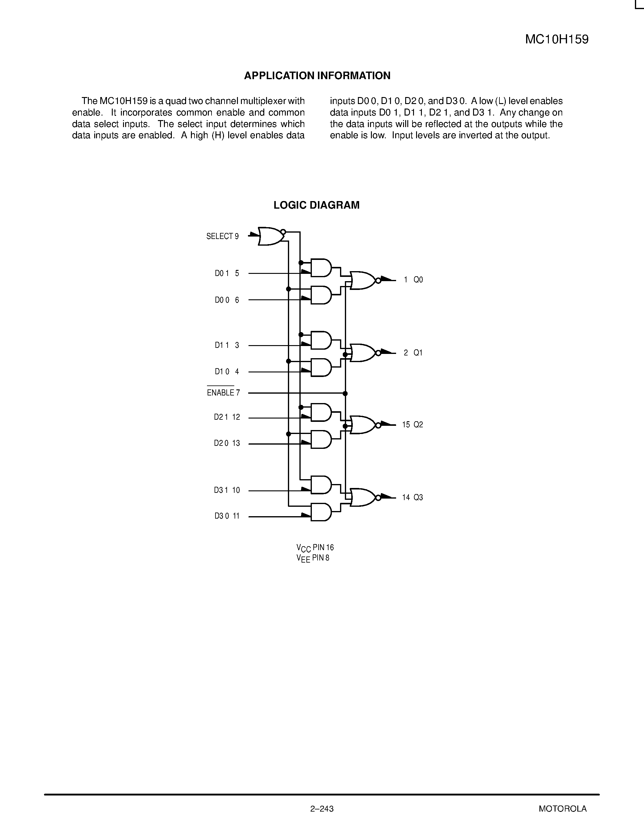 Datasheet MC10H159FN - Quad 2-Input Multiplexer(Inverting) page 2