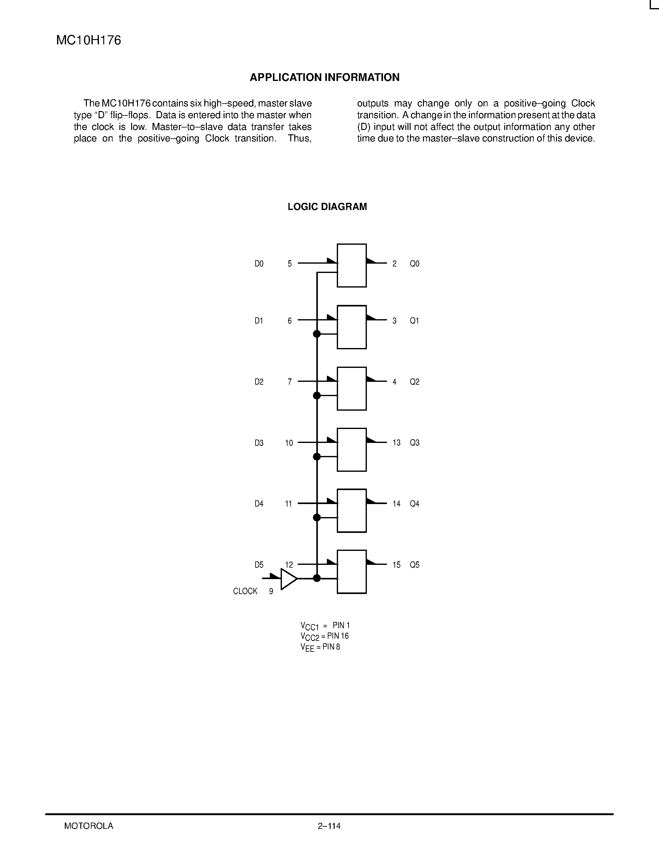 Datasheet MC10H176P - Hex D Master-Slave Flip-Flop page 2