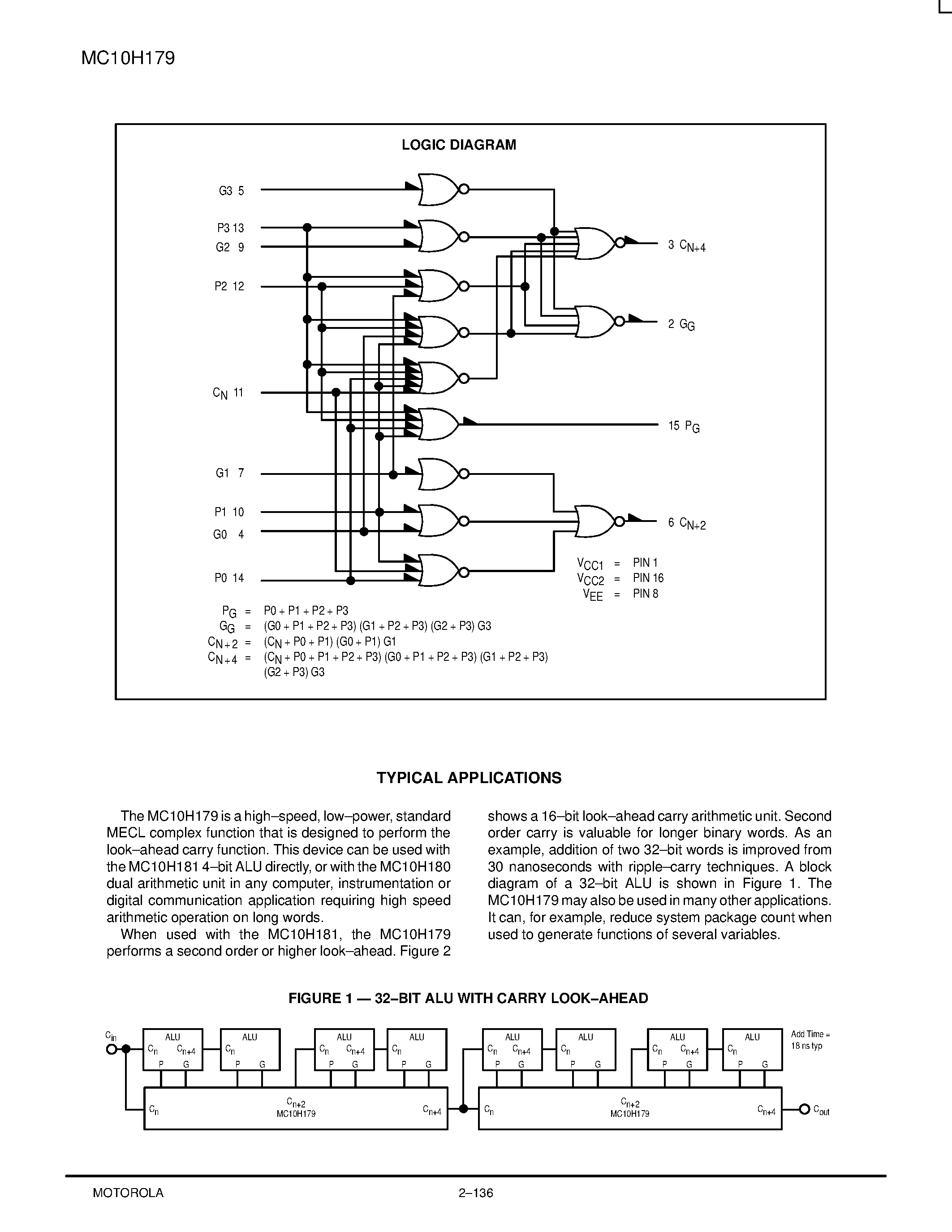 Datasheet MC10H179FN - Look-Ahead Carry Block page 2