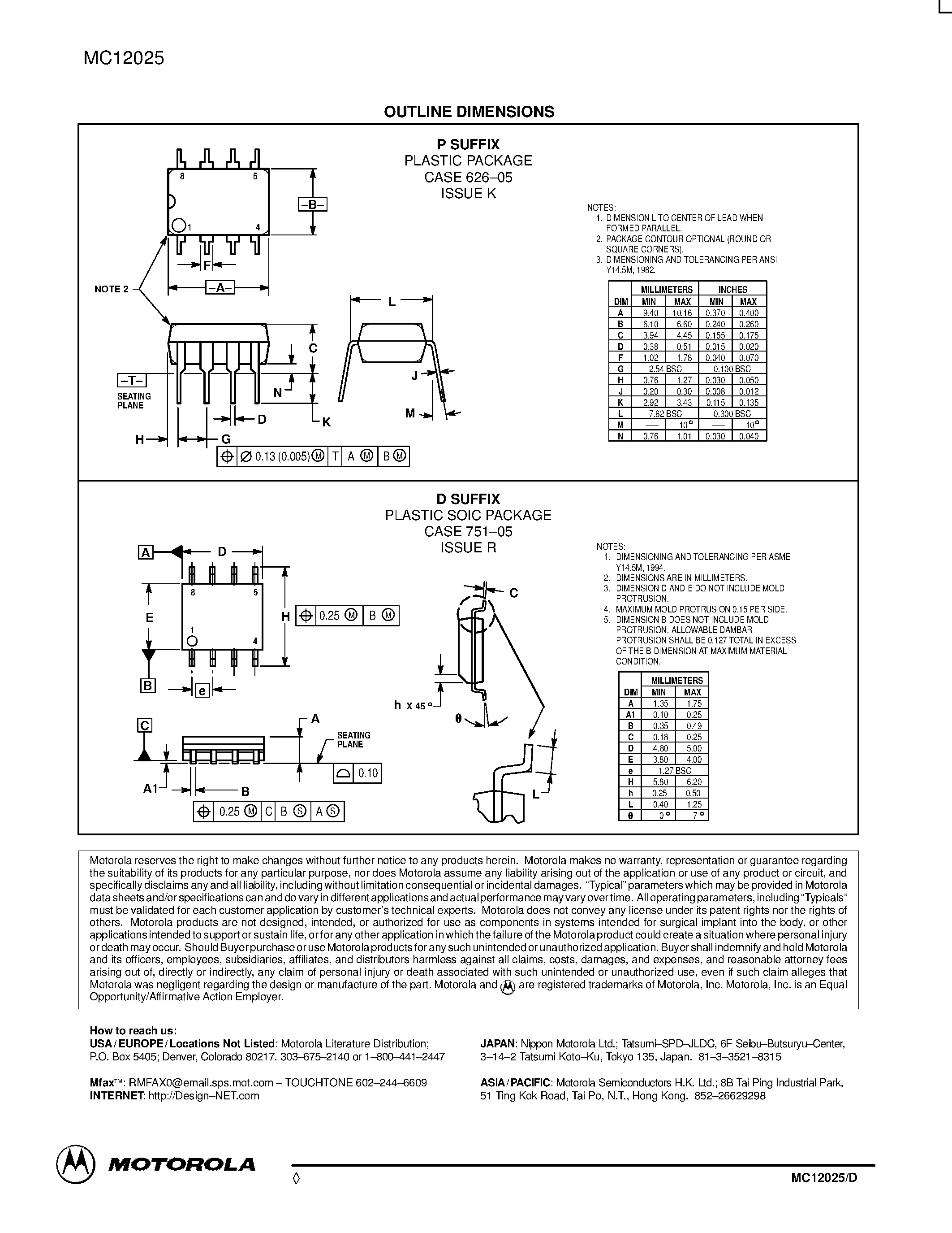 Datasheet MC12025D - MECL PLL COMPONENTS 64/65 DUAL MODULUS PRESCALER page 2