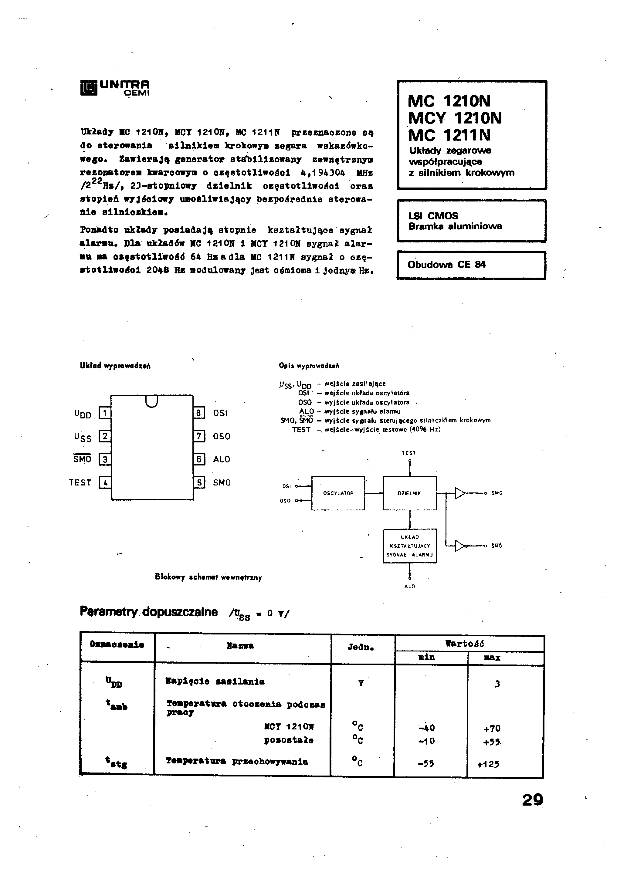 Datasheet MC1210N - LSI CMOS page 1