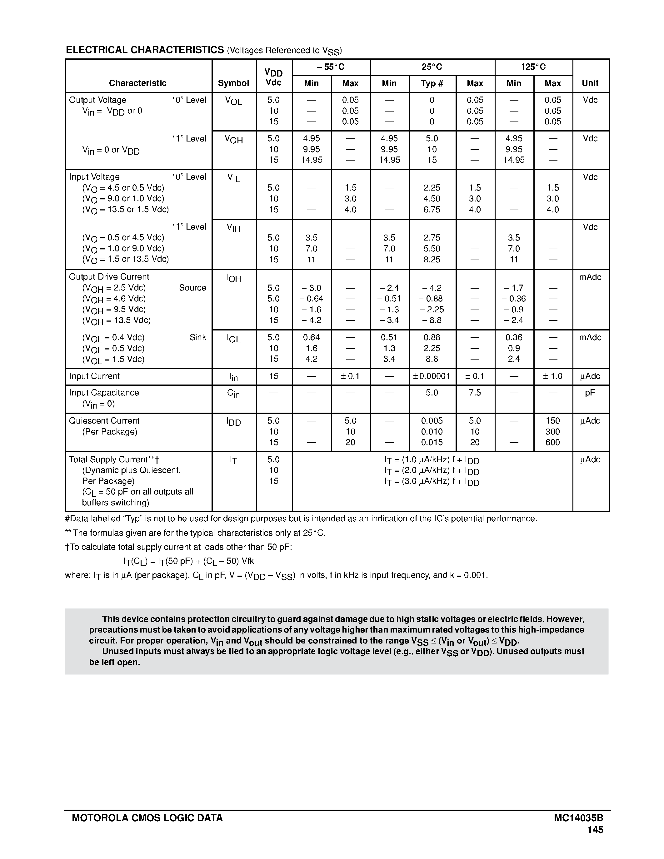 Datasheet MC14035B - 4-Bit Parallel-In/Parallel-Out Shift Register page 2