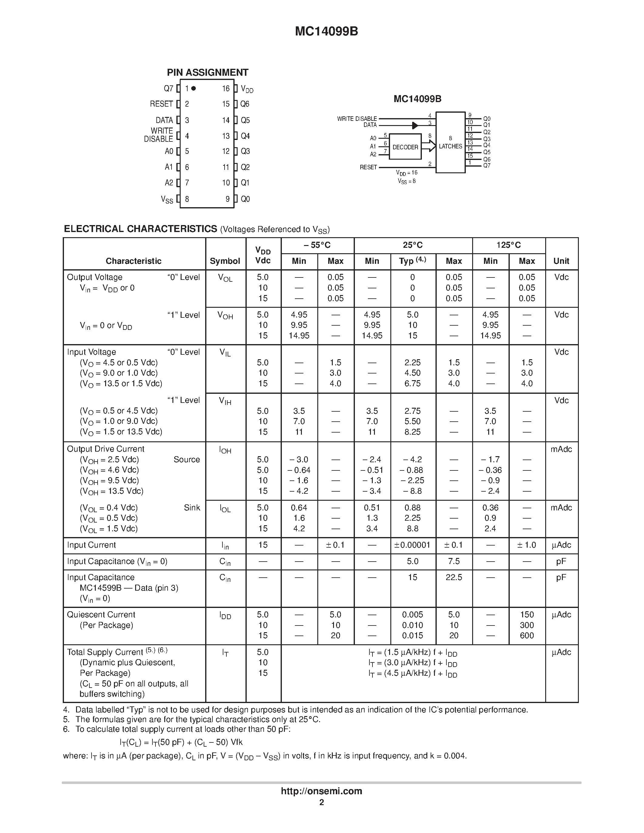 Даташит MC14099BDW - 8-Bit Addressable Latches страница 2