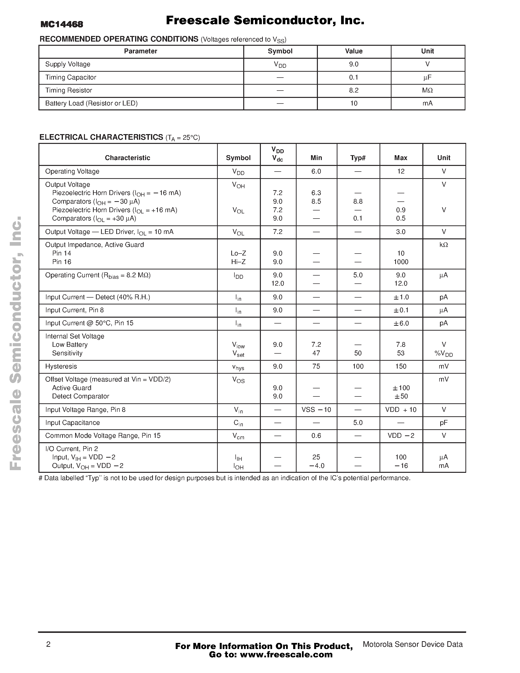 Даташит MC14468 - LONIZATION SMOKE DETECTOR IC WITH INTERCONNECT страница 2