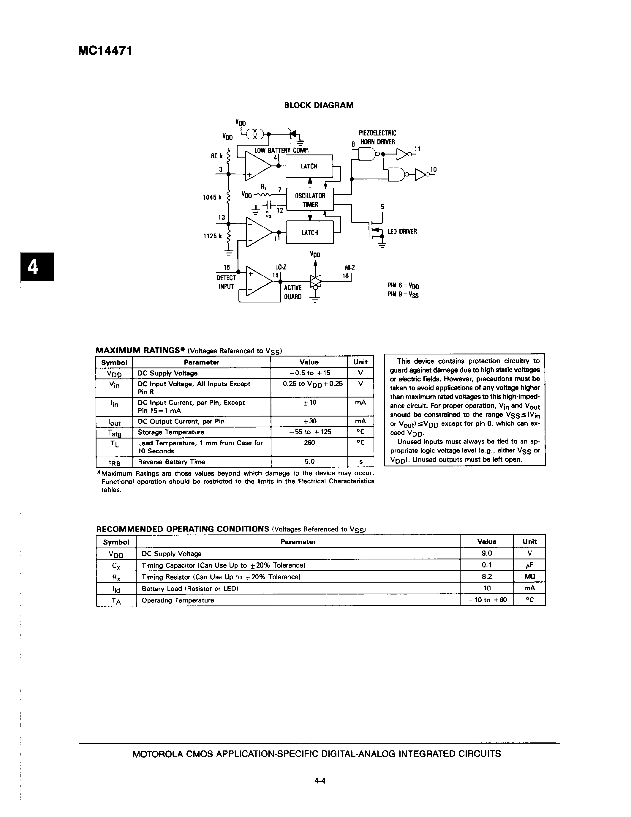 Даташит MC14471P - Low-Power Comparators plus Alarm-Driver Circuitry страница 2