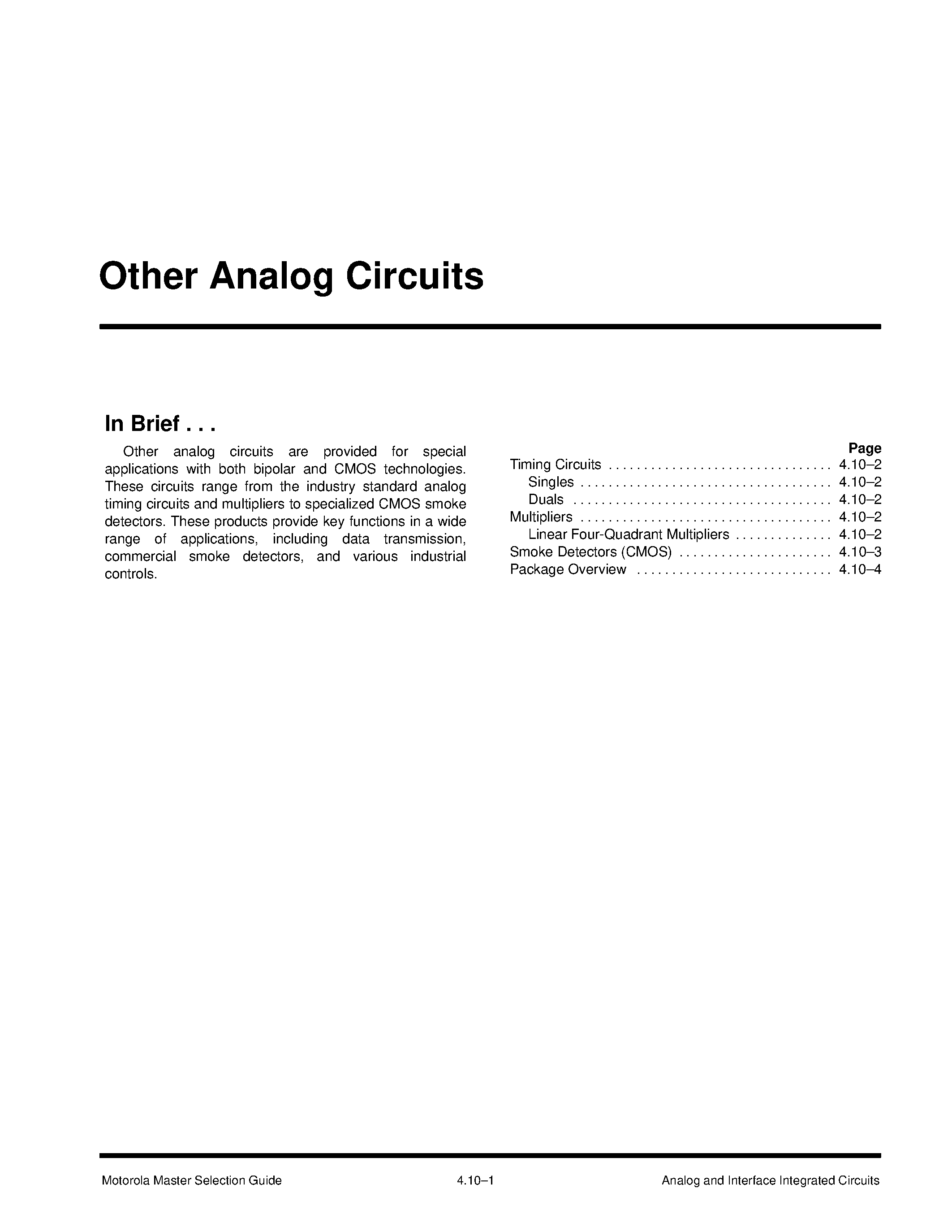 Даташит MC145013P - Other Analog Circuits страница 1