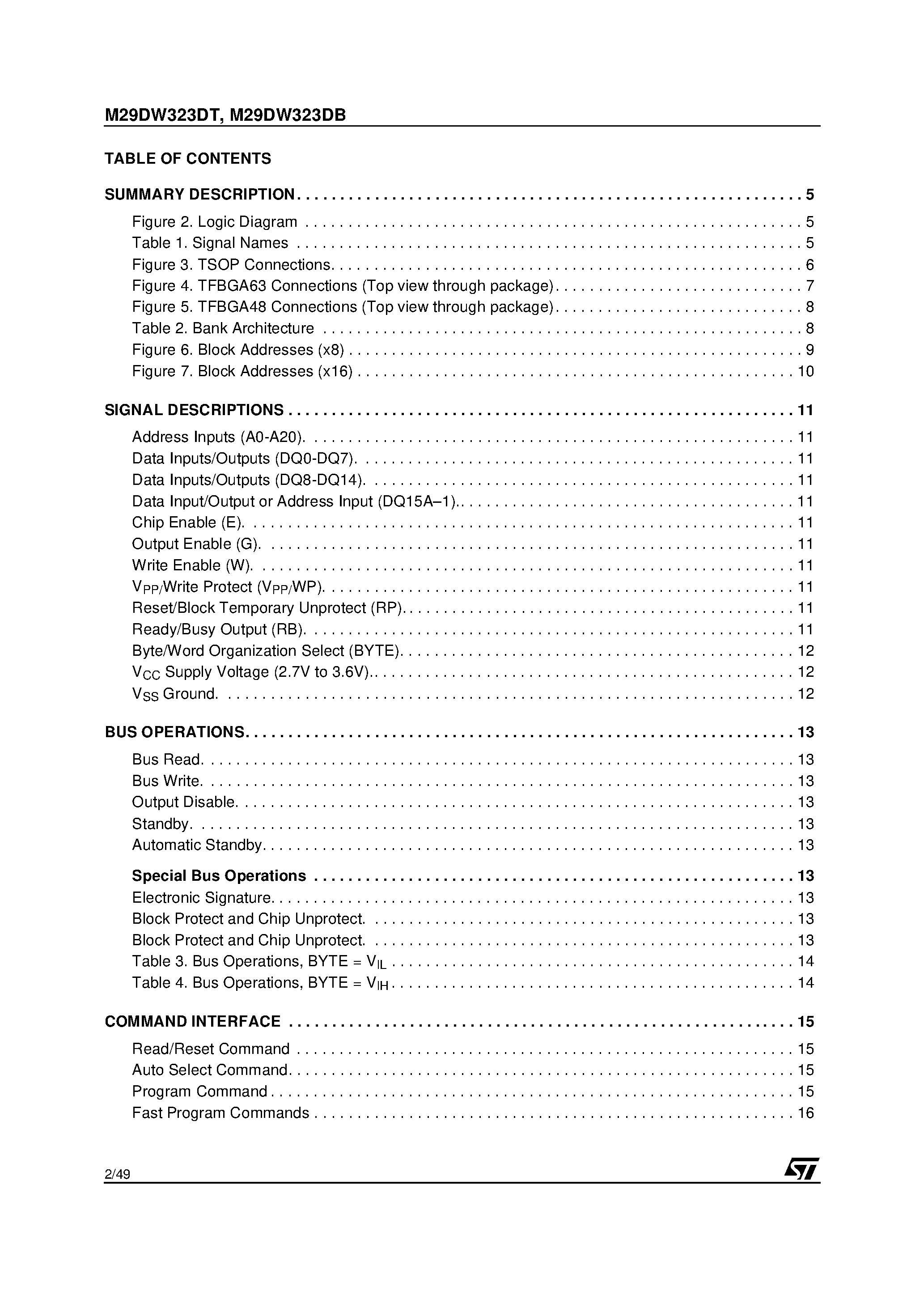 Даташит на микросхему M29DW323DB90ZA1F страница 2 Даташит M29DW323DB90ZA1F - 32 Mbit 4Mb x8 or 2Mb x16 / Dual Bank 8:24 / Boot Block 3V Supply Flash Memory страница 2