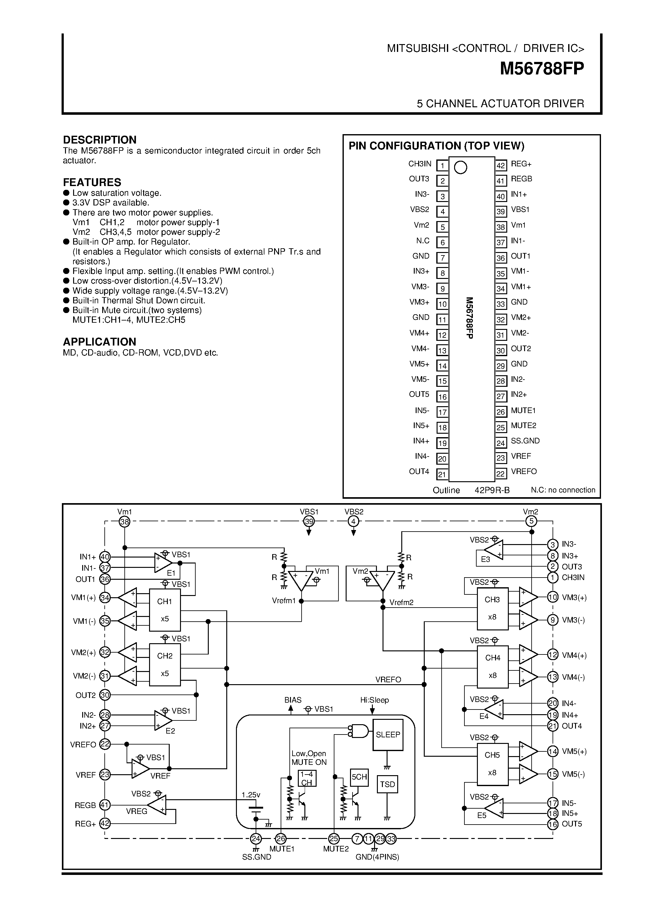 Datasheet M56788 - 5 CHANNEL ACTUATOR DRIVER page 1