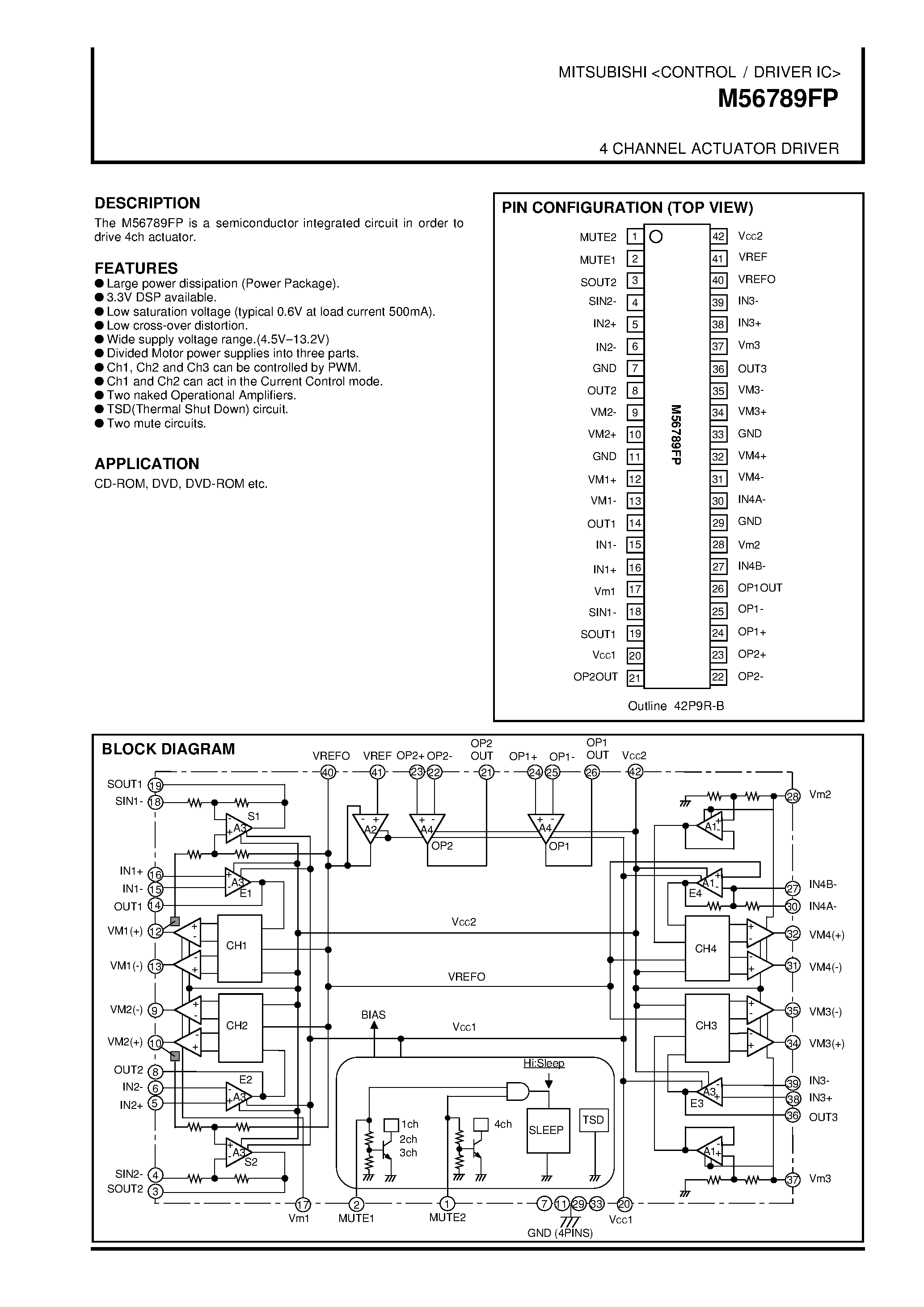 Datasheet M56789 - 4 CHANNEL ACTUATOR DRIVER page 1