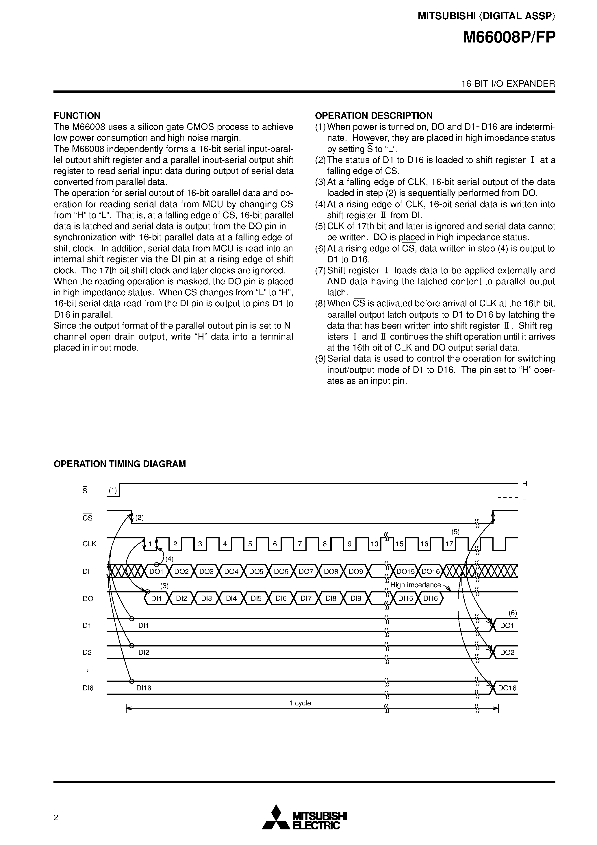 Datasheet M66008FP - 16-BIT I/O EXPANDER page 2