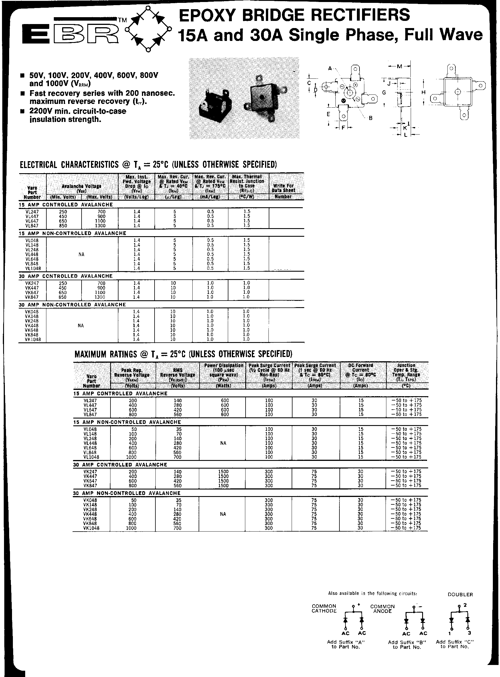 Datasheet VK648 - Epoxy Vridge Rectifiers page 1